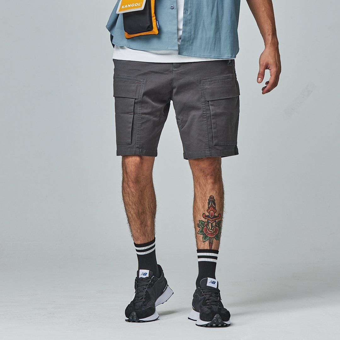 KANGOL袋鼠工裝多口袋短褲-鐵灰