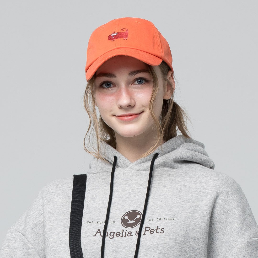 Angelia&Pets精緻刺繡動物老帽-橘(男女共款)