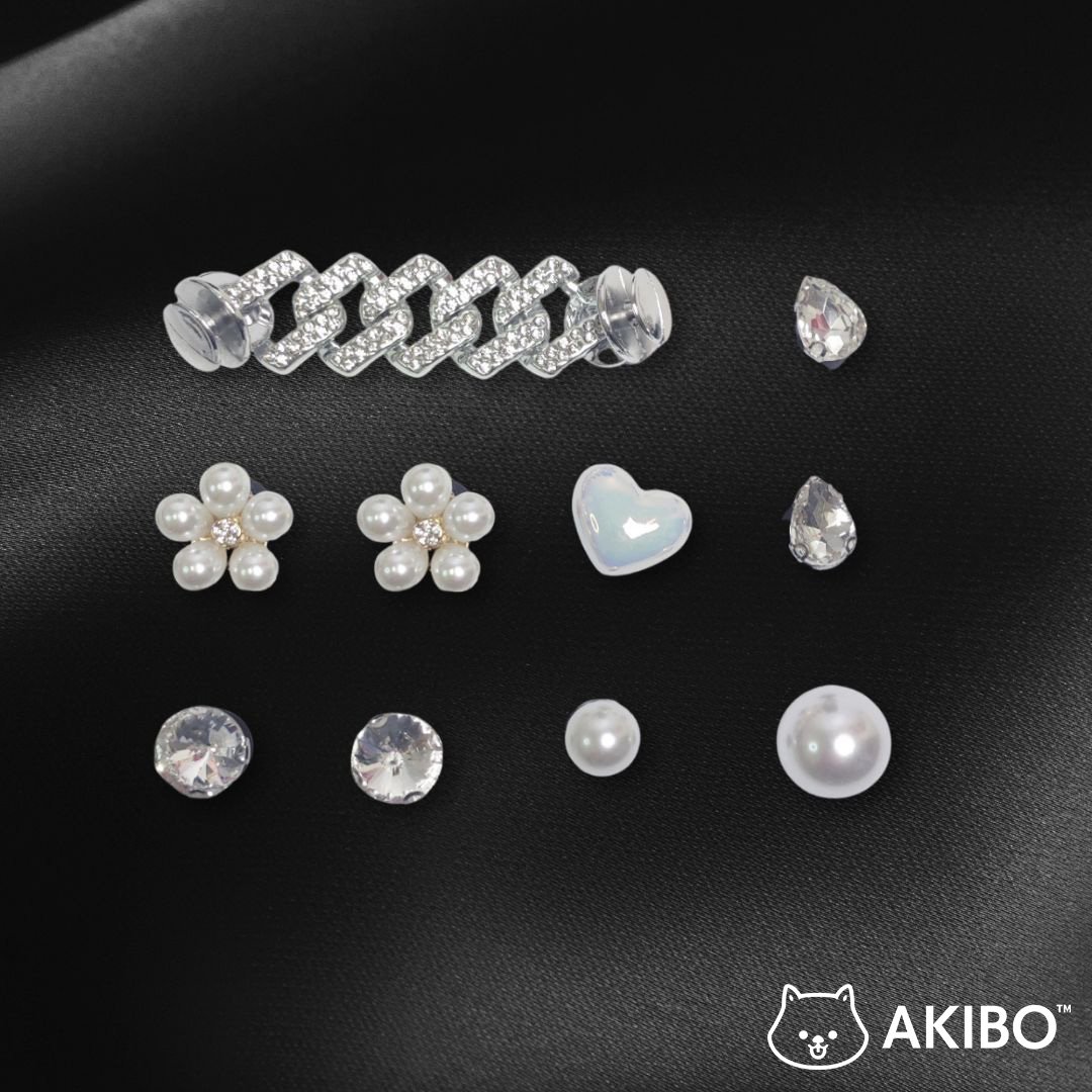 AKIBO珍珠愛心款洞洞鞋扣 (十件組)