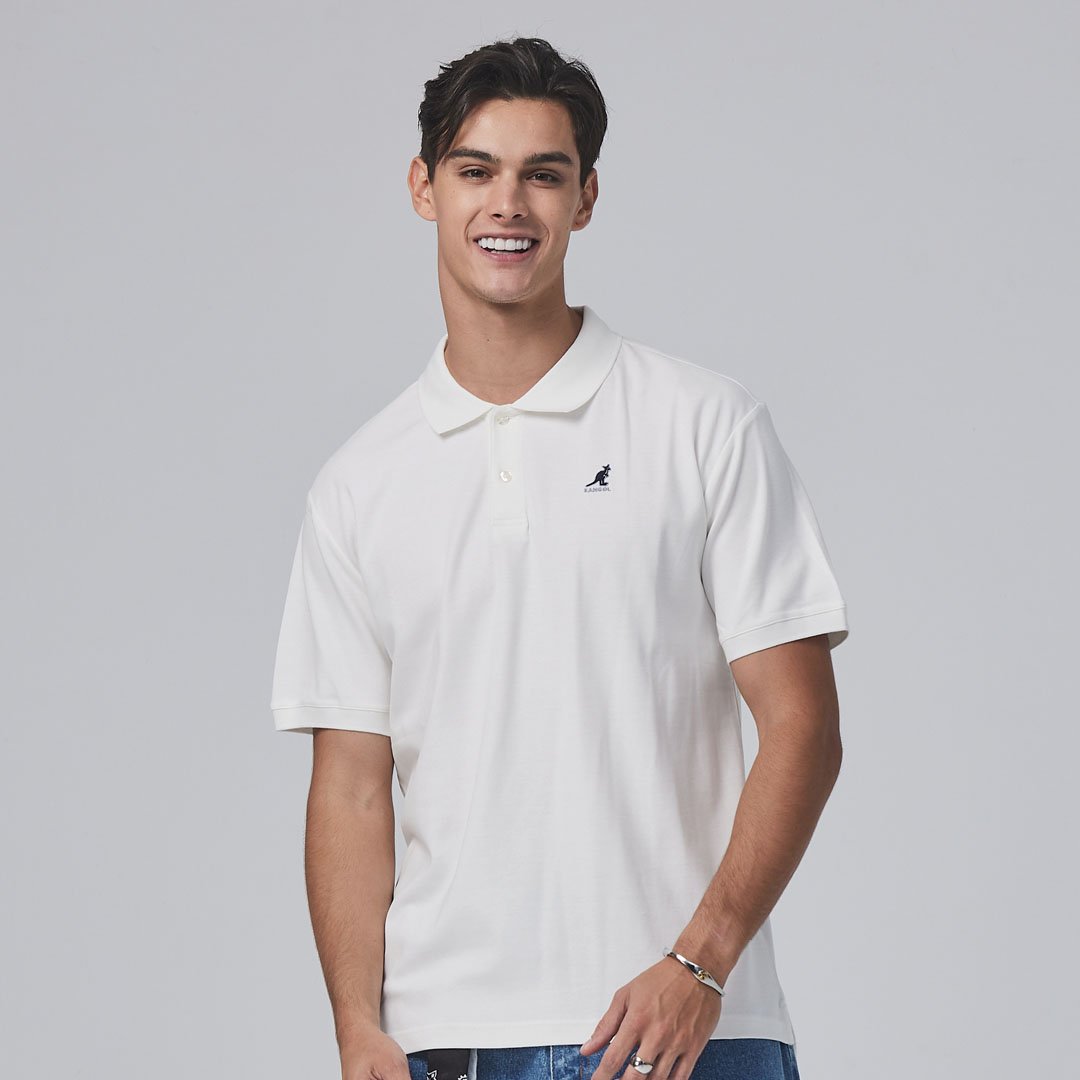 KANGOL袋鼠針織經典POLO衫-白