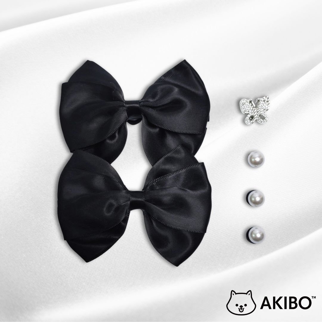 AKIBO黑蝴蝶結款洞洞鞋扣 (六件組)