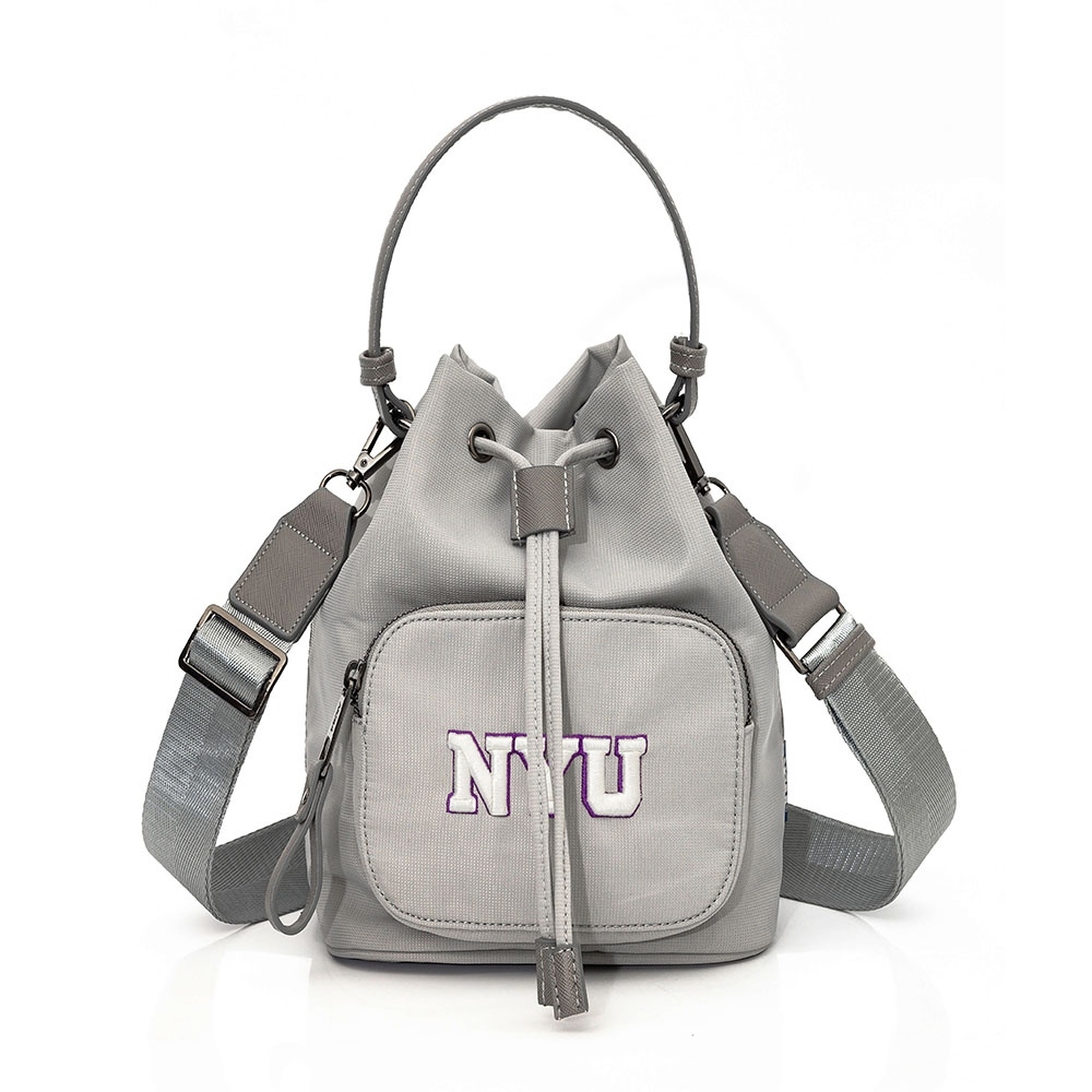 NCAA紐約大學NYU經典Logo水桶包-灰