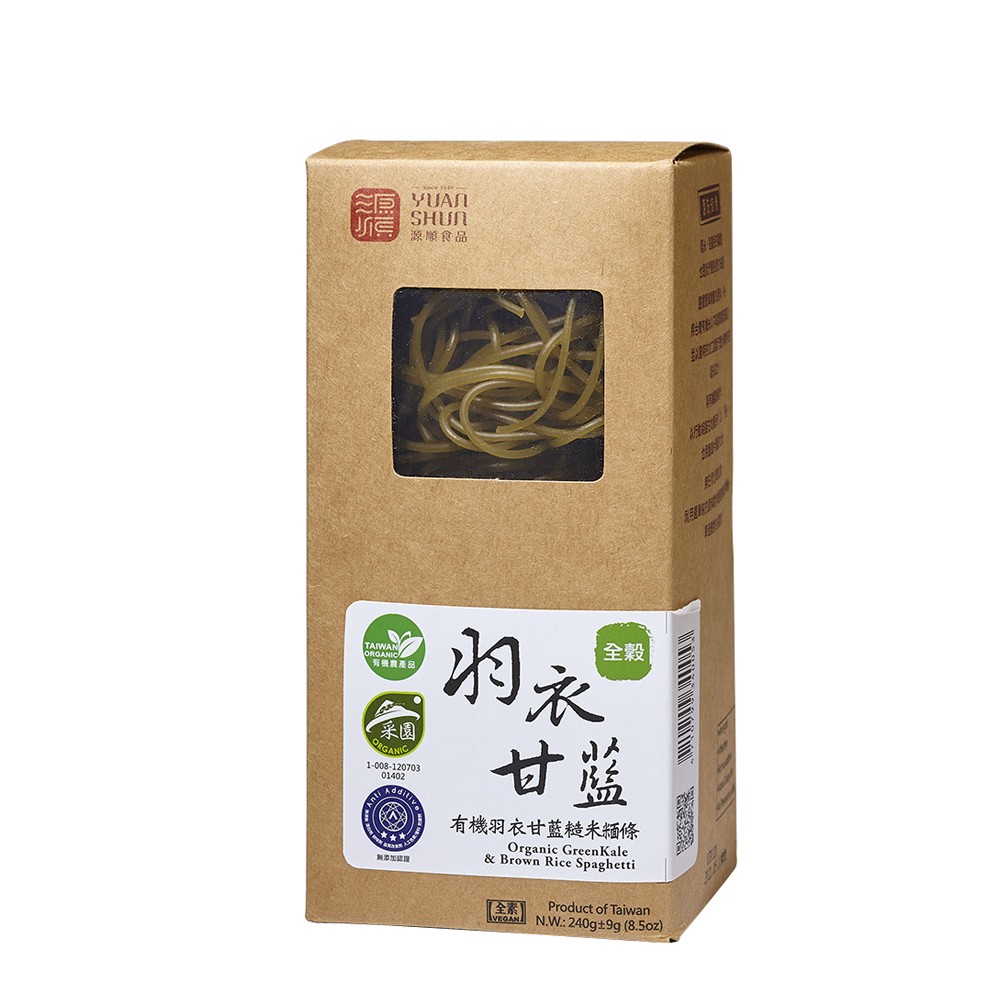 【源順食品】有機羽衣甘藍麵條 240g｜全穀無麩質｜高纖膳食纖維｜自然Q彈零添加