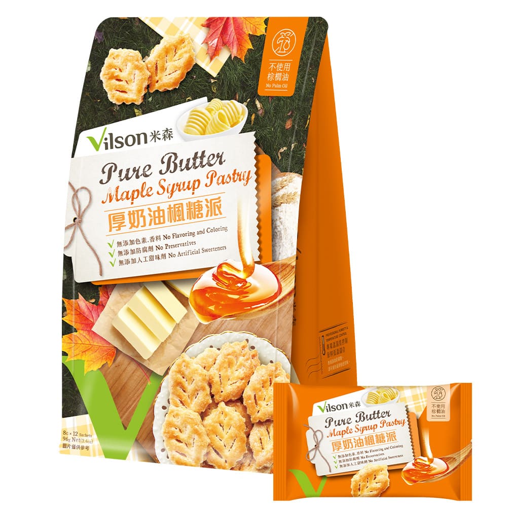 【米森 vilson】厚奶油楓糖派 (8gx12包/袋)