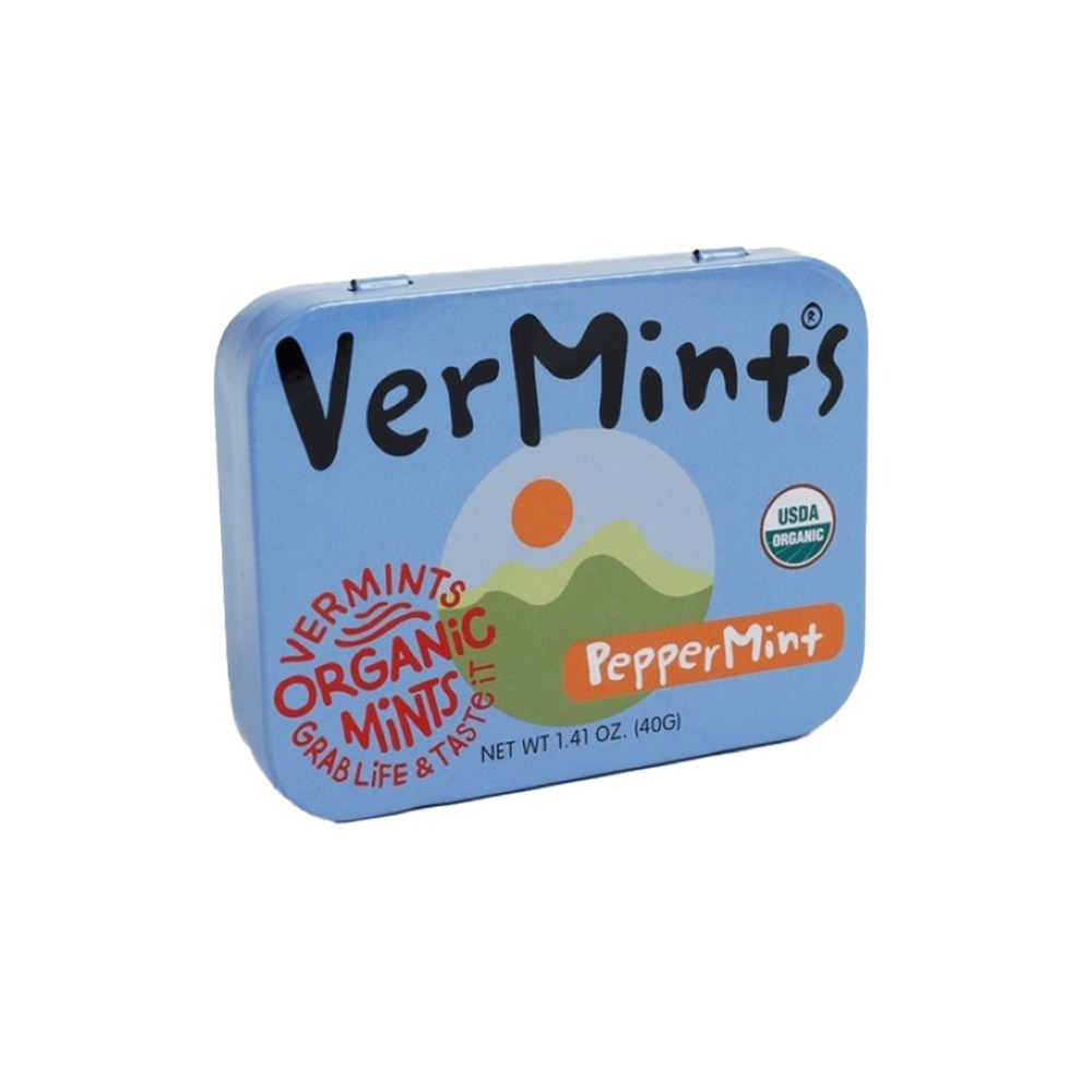 【布緯食聊】Organic VerMints 有機清口糖 40g／盒｜原味薄荷｜肉桂風味｜冬青風味｜咖啡風味｜美國原裝進口 USDA 有機認證｜無麩質 全素 非基改 鐵盒包裝