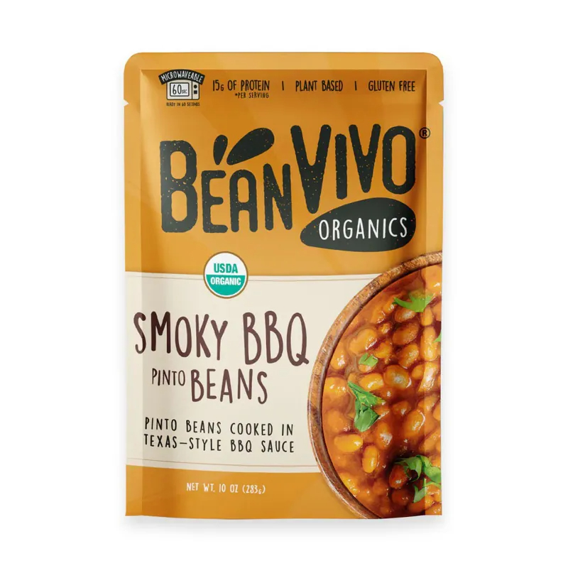 【布緯】BeanVivo 有機煙燻燒烤斑豆 283g｜美國原裝進口 USDA 有機認證｜德州風味 BBQ 醬｜植物基底 無麩質 植物五辛素｜微波 60 秒即食 不含 BPA 包裝