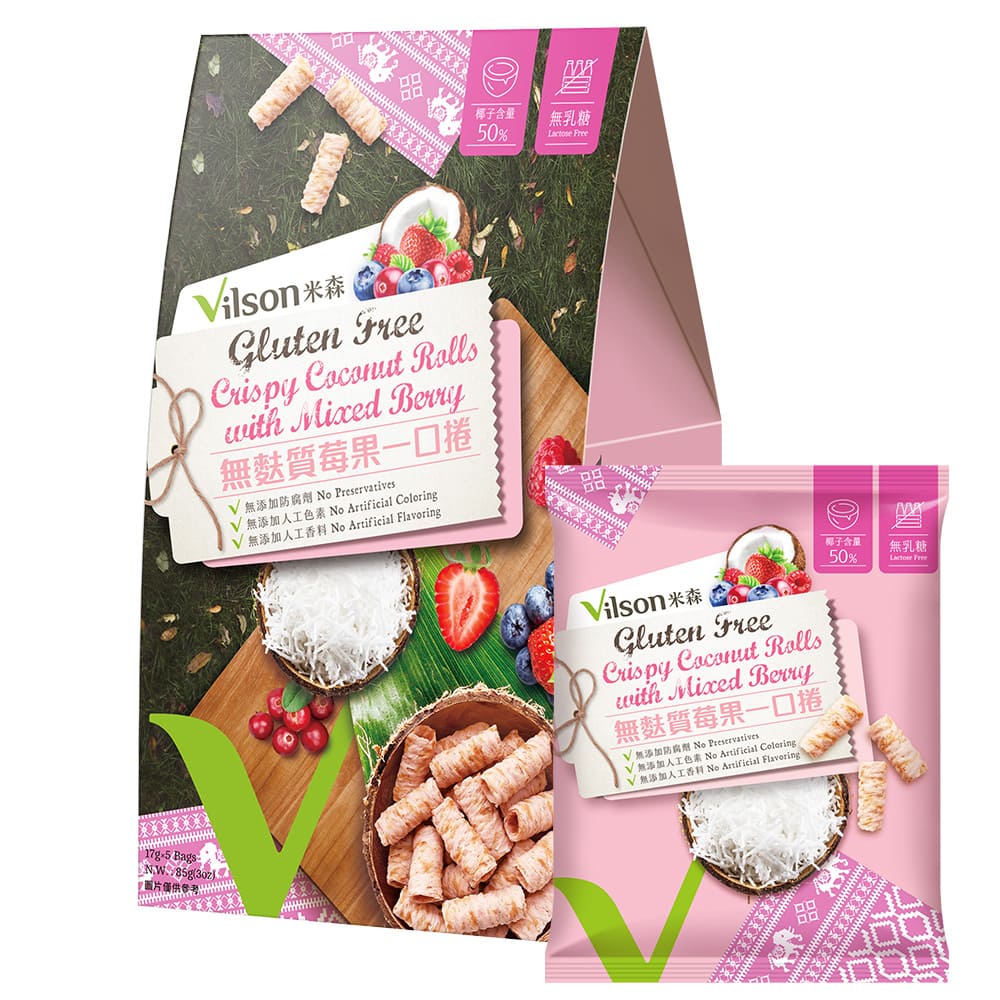 【米森 vilson】無麩質 莓果一口捲 17gx5包