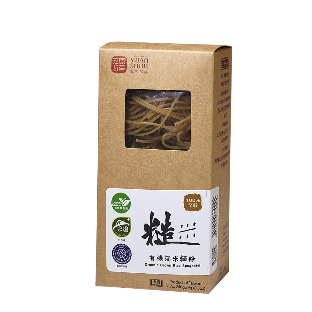 【源順食品】有機糙米麵條 240g｜全穀無麩質｜零添加物｜高纖自然Q彈