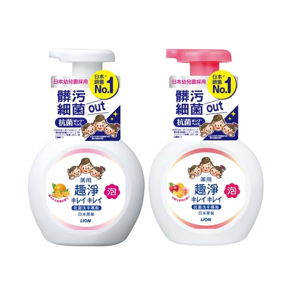 【日本獅王 LION】趣淨洗手慕斯｜清爽柑橘/清新果香｜250ml瓶裝/450ml補充包｜日本原裝進口 抗菌潔淨 泡泡洗手乳
