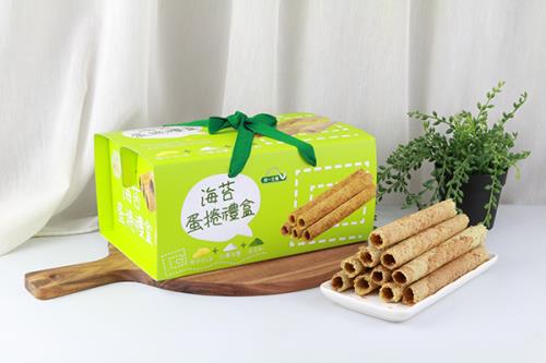 【統一生機】海苔蛋捲禮盒｜不加水 × 不用豬油｜海苔細粉香酥蛋捲｜清爽不膩送禮款 36公克x8包