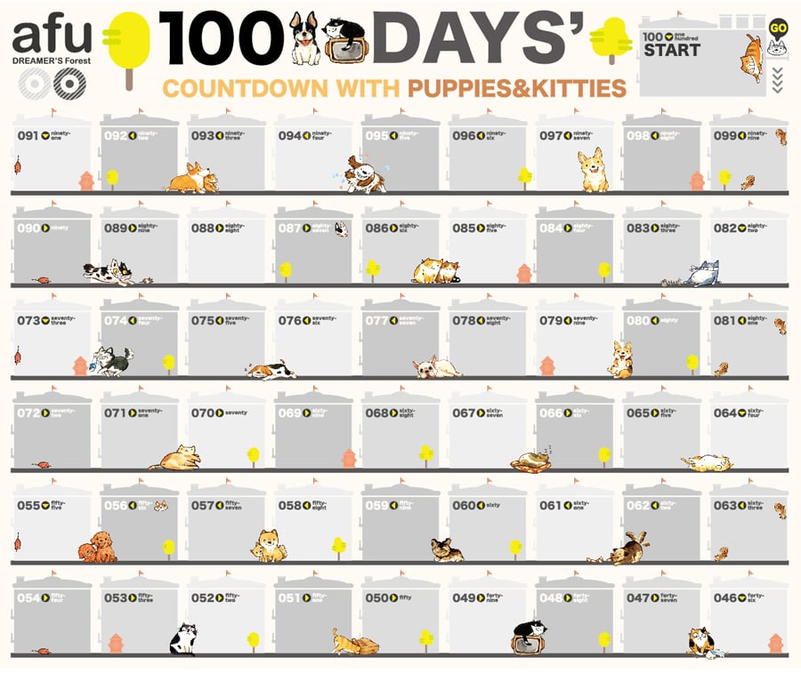 陪你倒數100天日曆 - 喵星人X毛寶貝