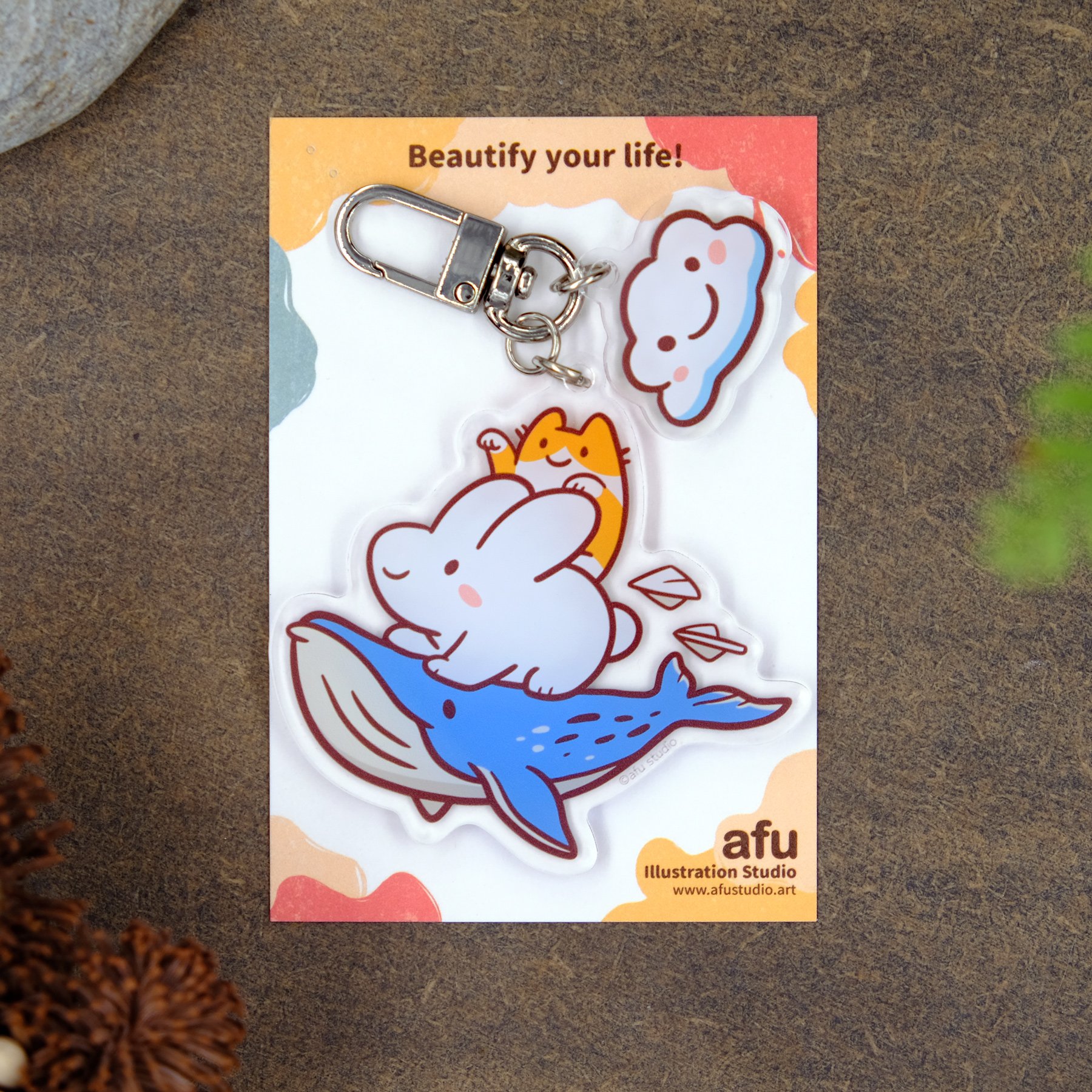 壓克力鑰匙圈（雙掛飾）-大翅鯨