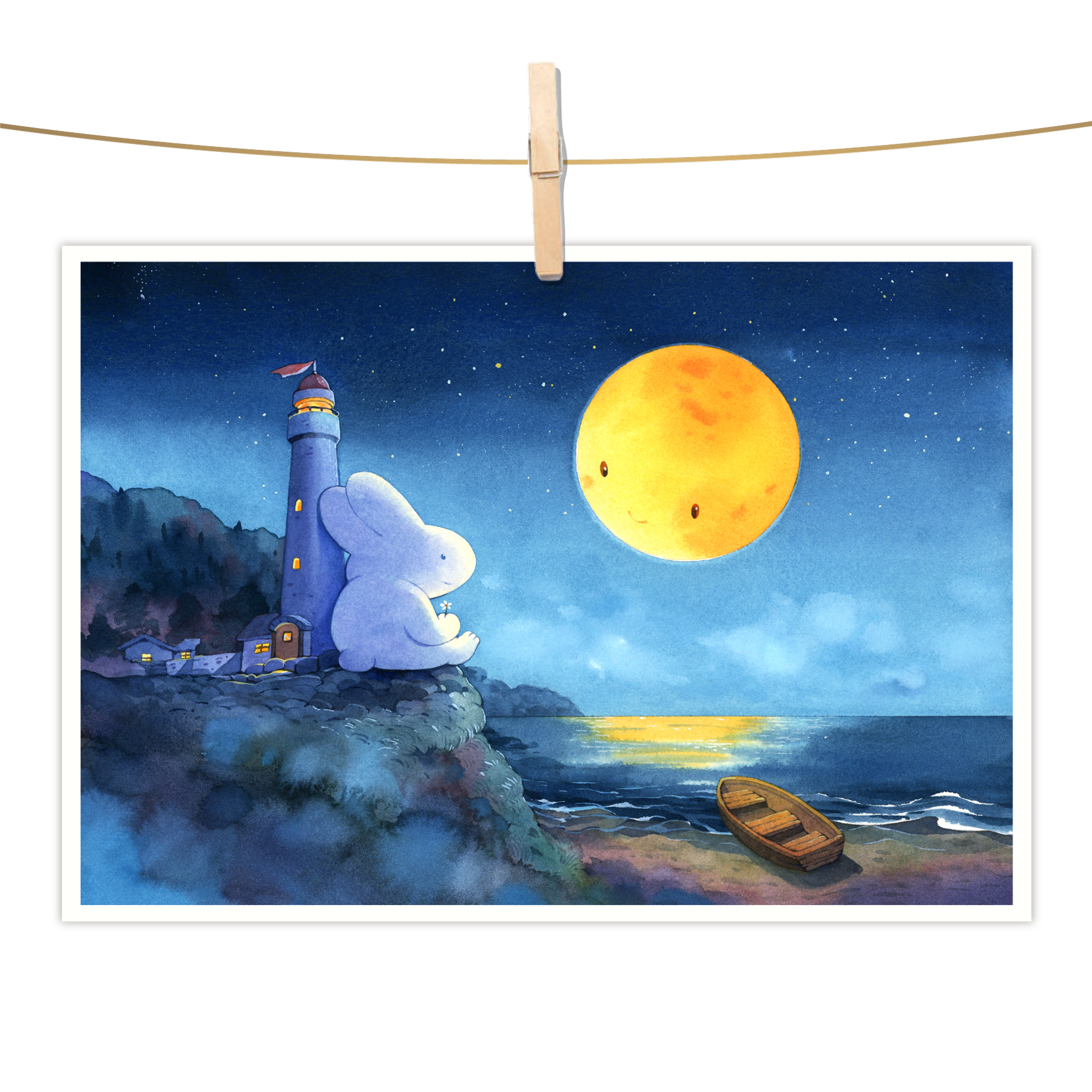 明信片 - 微笑月亮