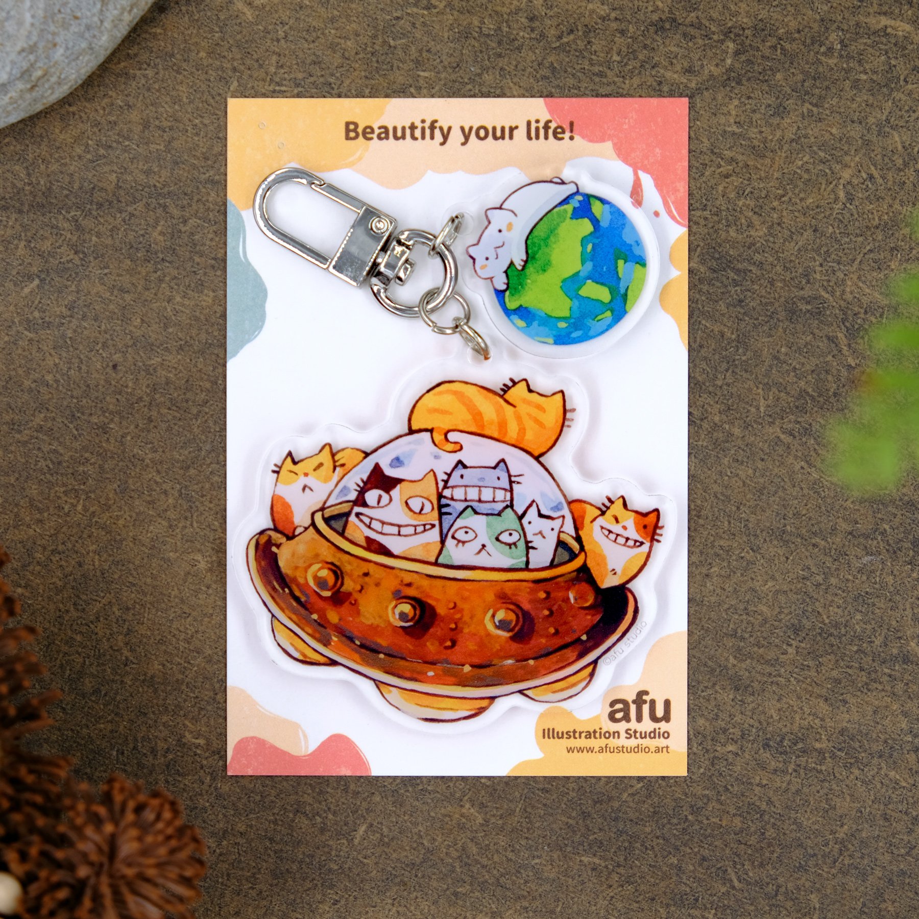 壓克力鑰匙圈（雙掛飾）-喵星人