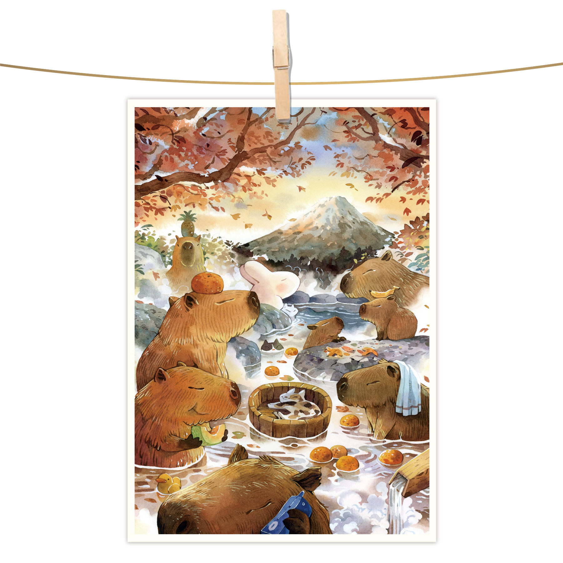 明信片 - 水豚泡湯日