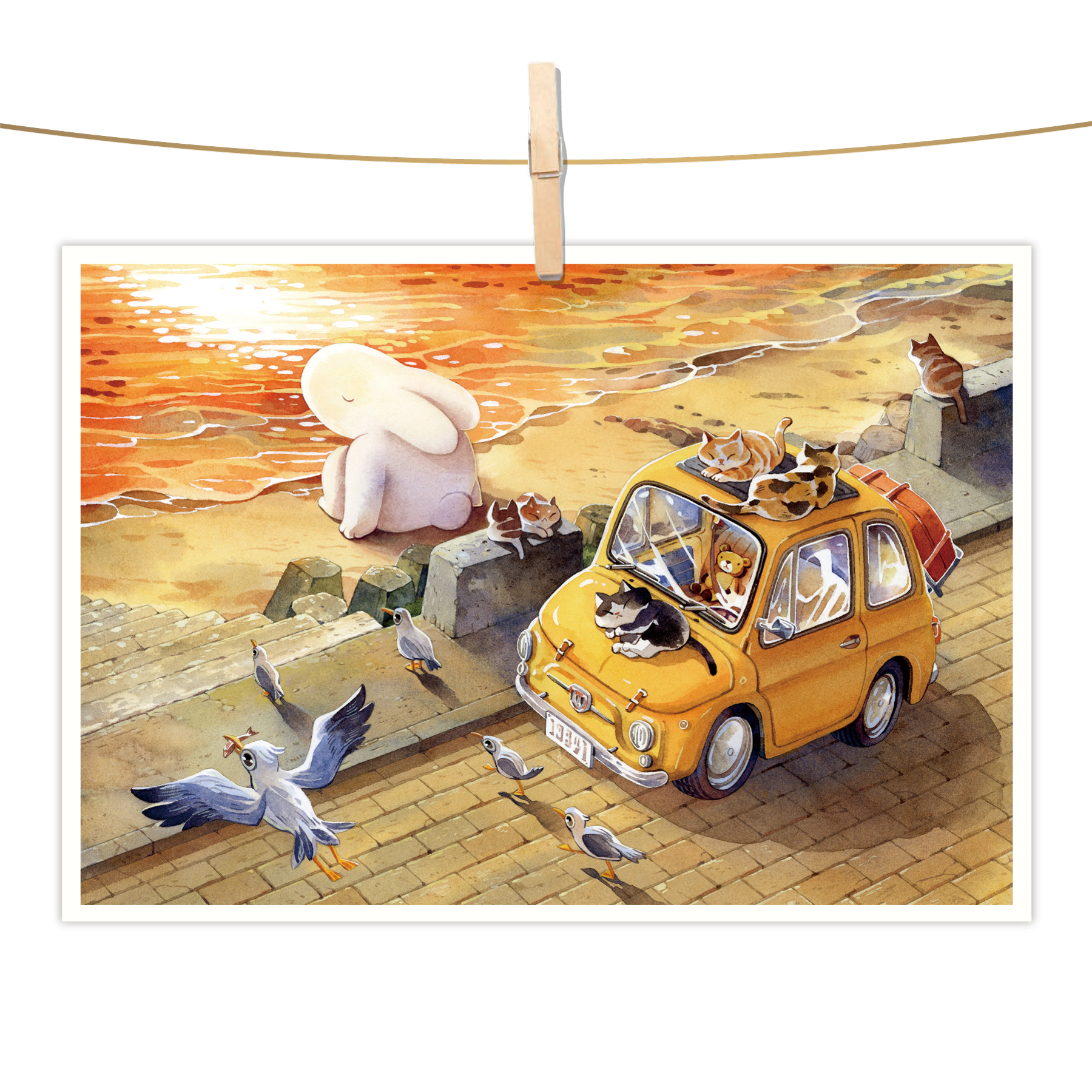 明信片 - 金黃色的海