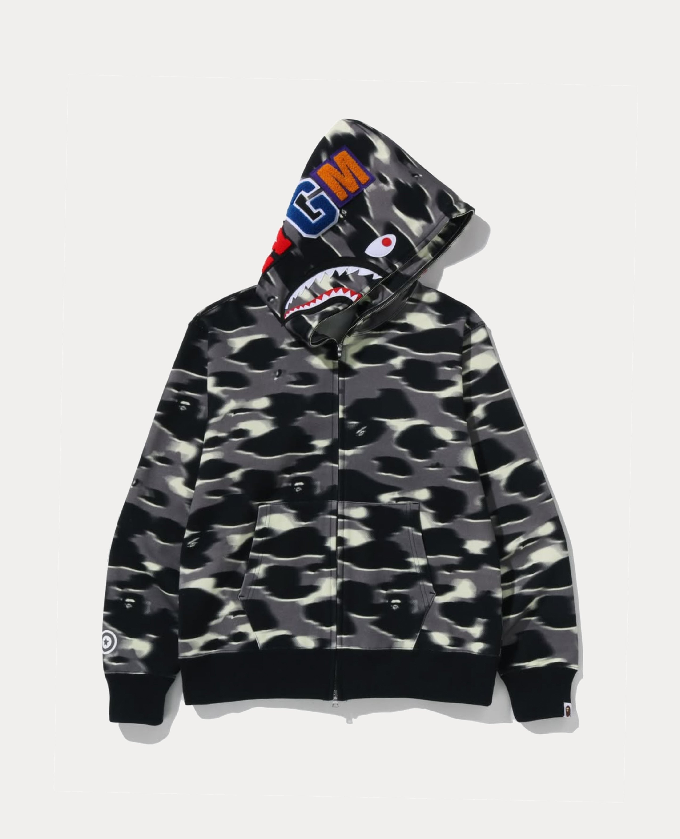 A Bathing Ape Screen Camo Shark Full Zip Hoodie
