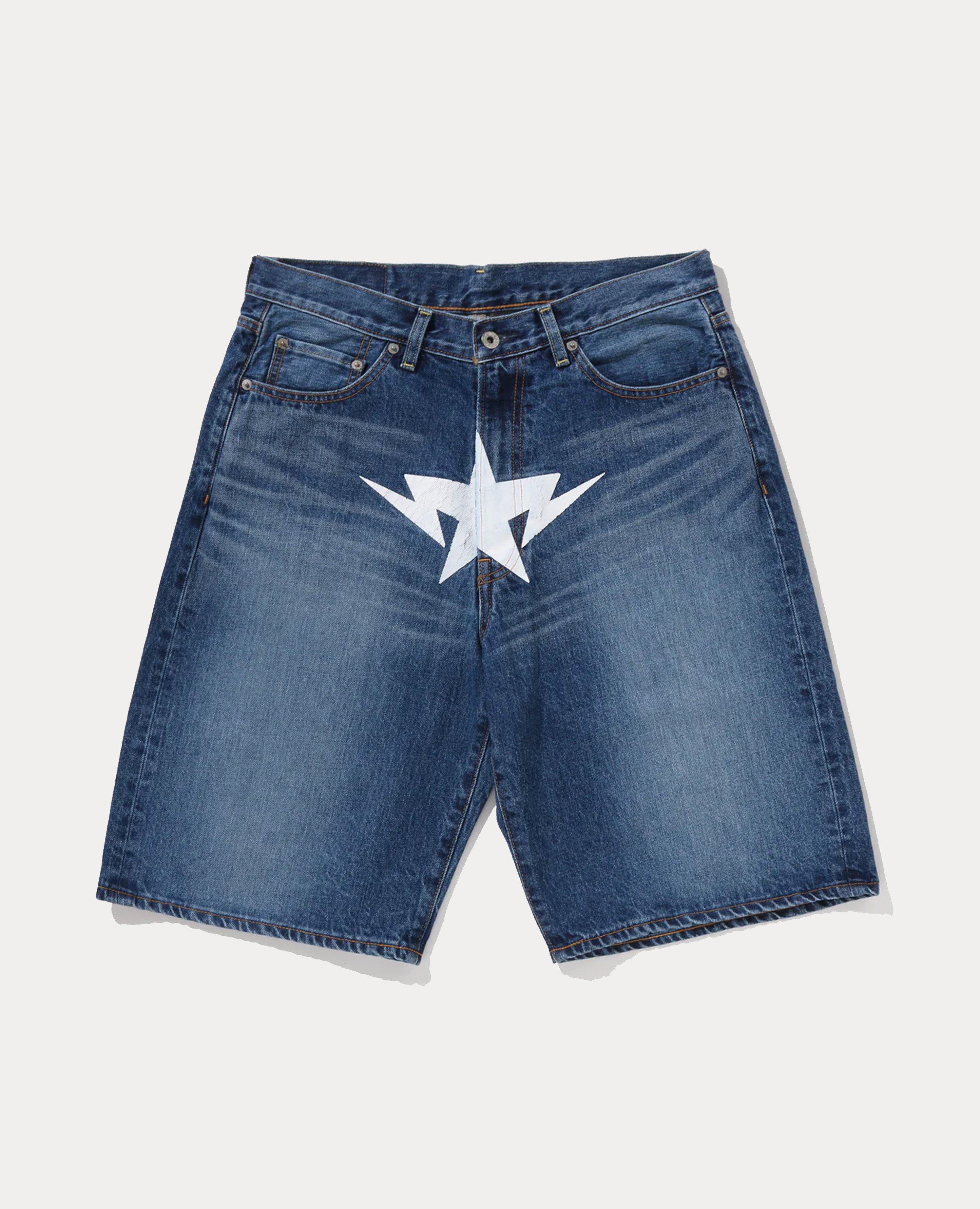 A Bathing Ape Twin Sta Relaxed Fit Denim Shorts