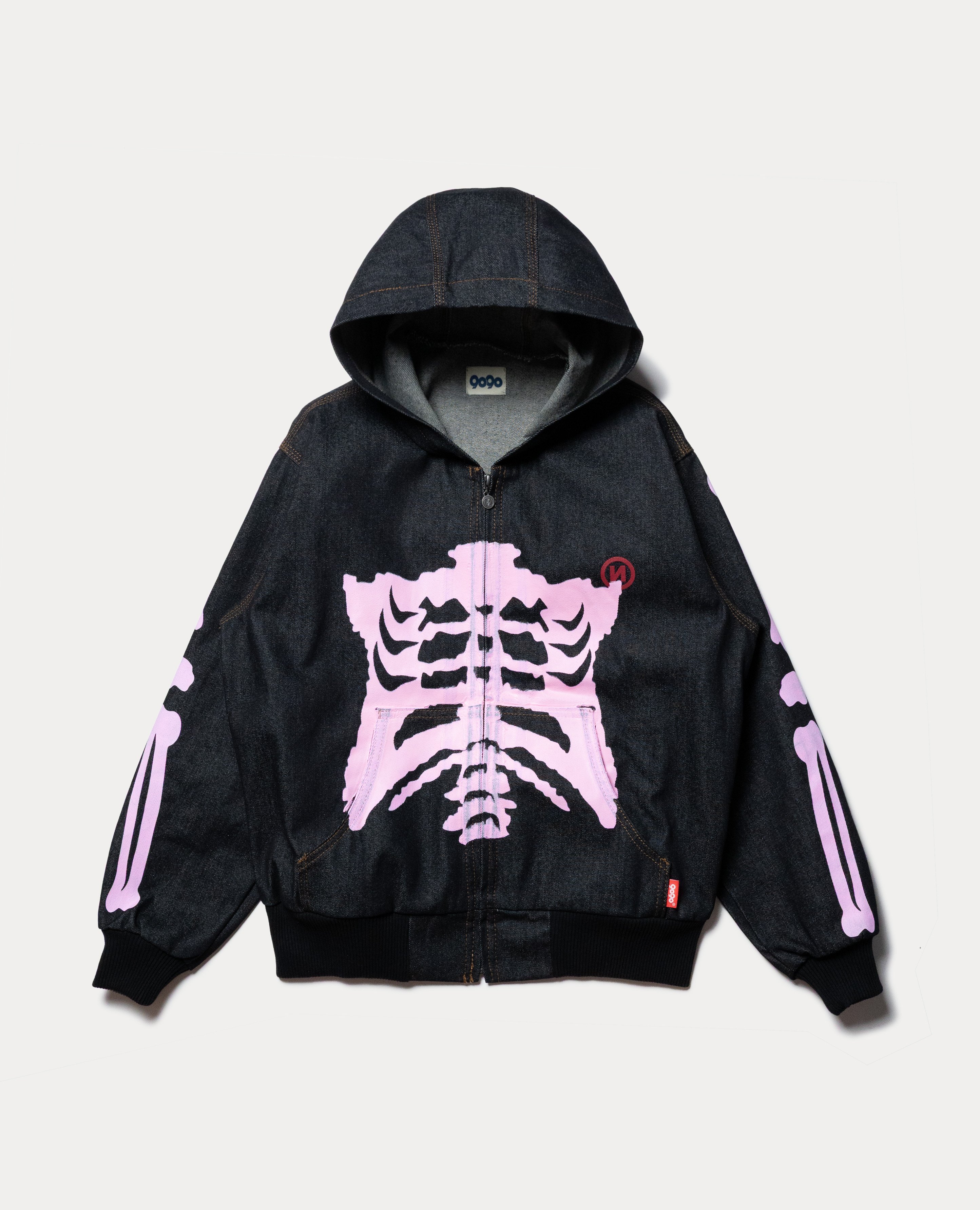 9090 Bone Rigid Denim Zip Hoodie