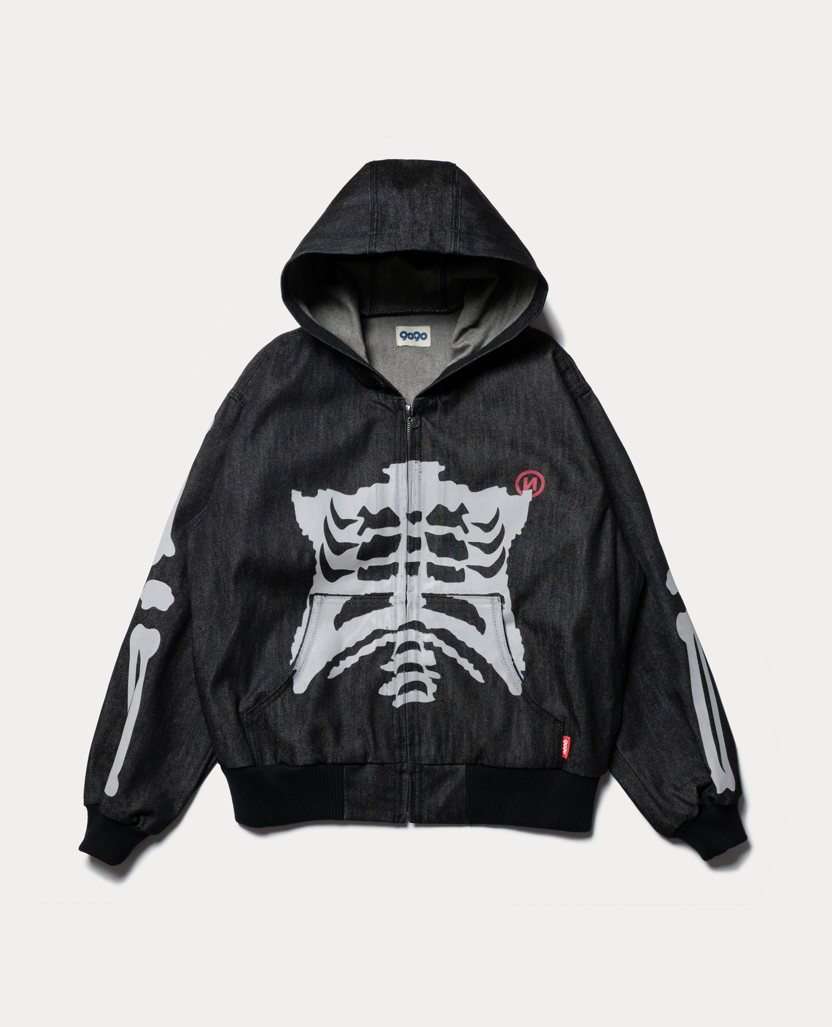 9090 Bone Rigid Denim Zip Hoodie