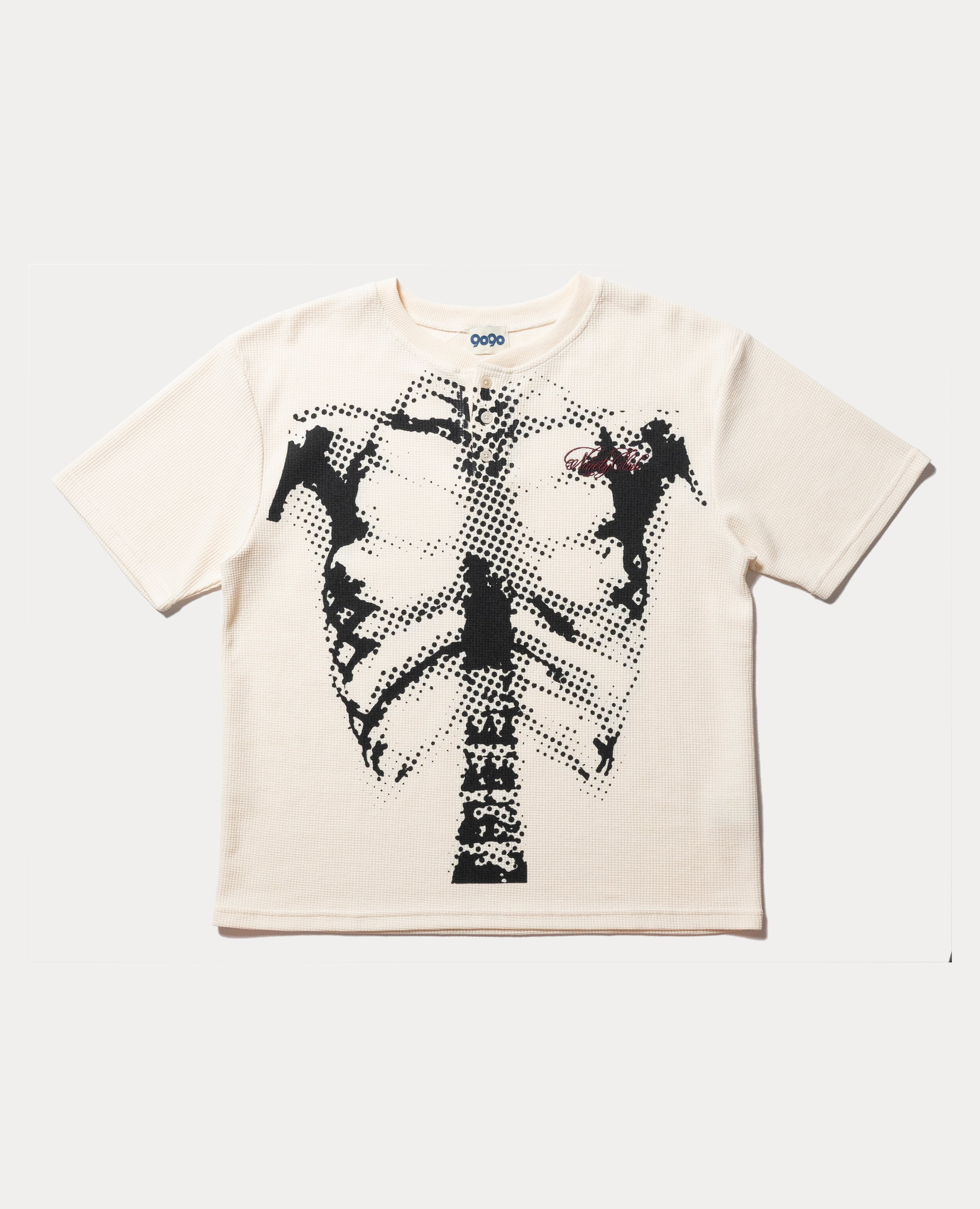 9090 Dot Bone Thermal Henley Neck Tee