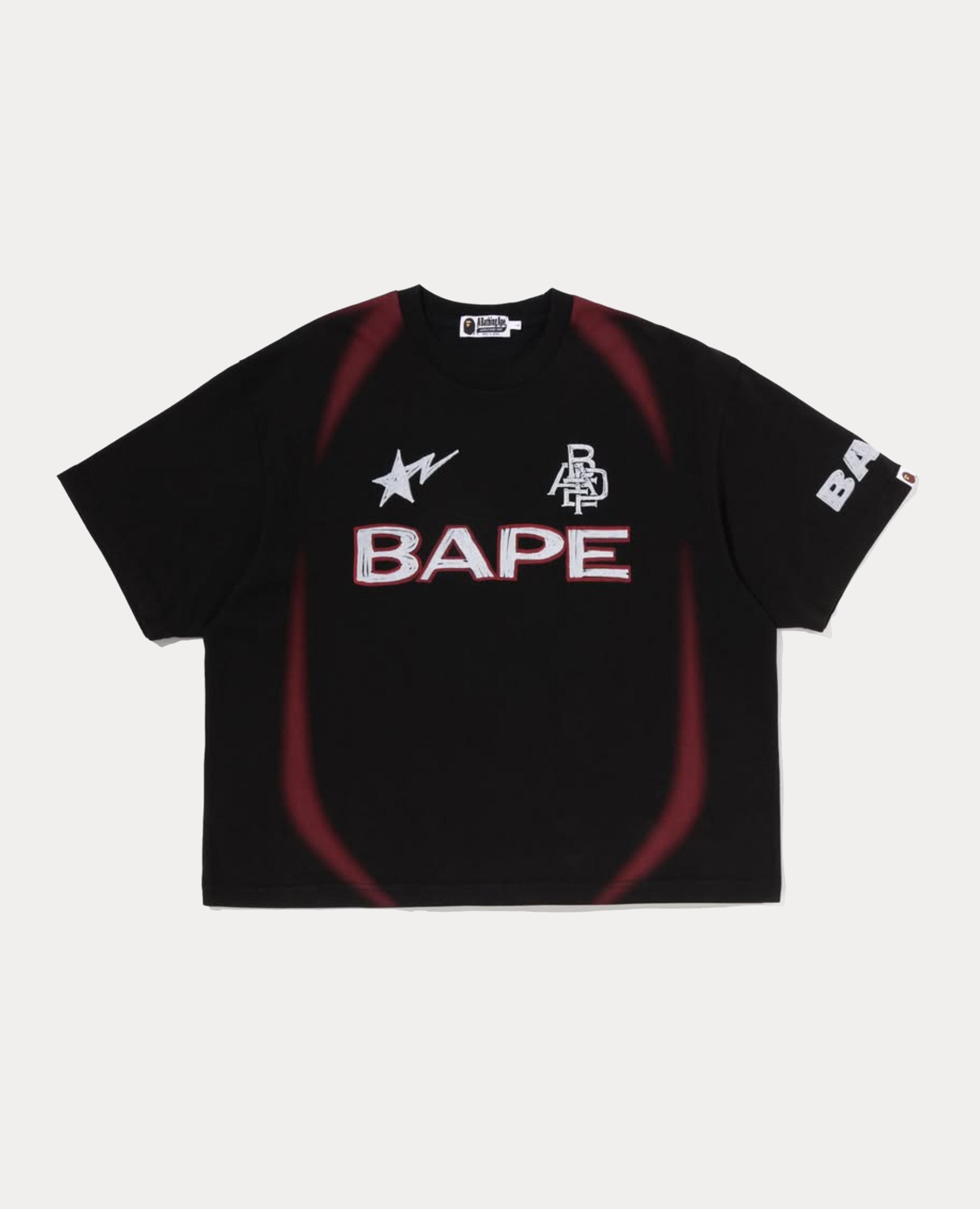 A Bathing Ape Heavy Wash Hand Draw Football Multi Logo Relaxed Fit Tee
