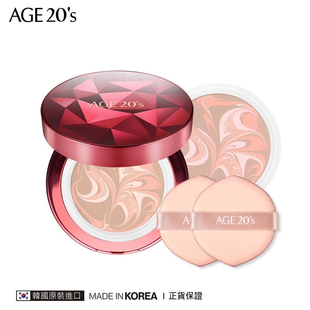 韓國熱銷爆品｜AGE20’s 緋紅逆時光澤爆水粉餅 SPF50+ PA++++ (BE-21亮白色)