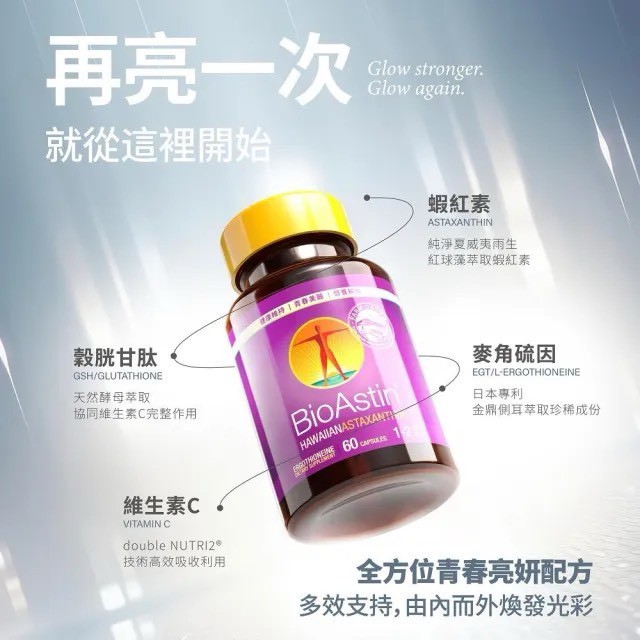 BioAstin 紅藻蝦紅素賦活膠囊 (60顆/瓶)