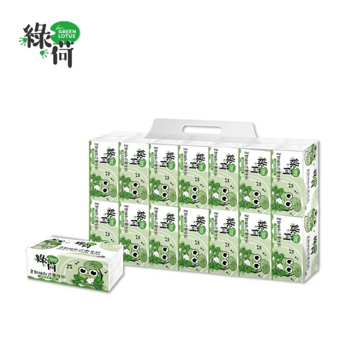 綠荷  柔韌抽取式花紋衛生紙100抽X112包/箱
