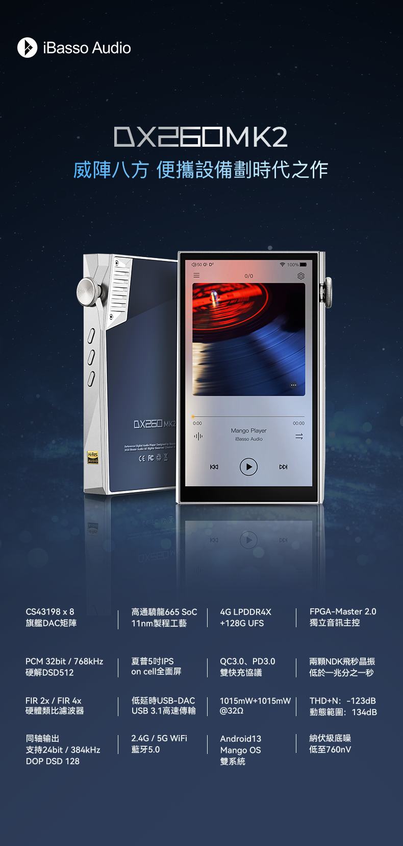 iBasso DX260 MK2 旗艦八核DAC｜極致純音 智慧雙系統 高效播放器