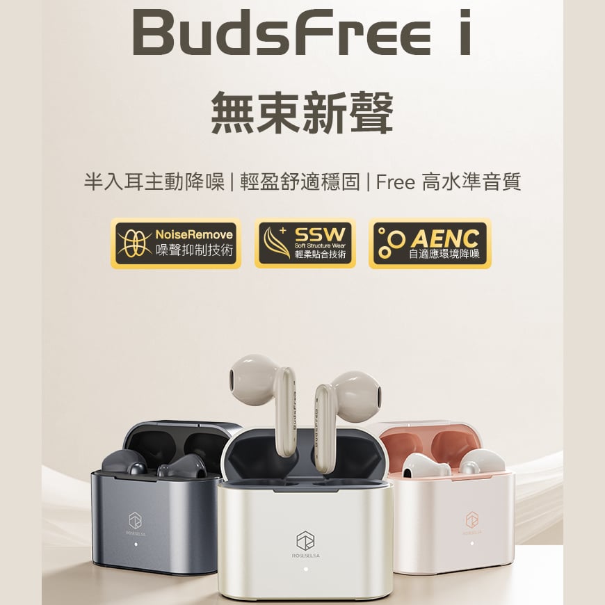 弱水時砂 Rose technics Budsfree i 真無線半入耳 平頭塞 藍牙耳機 5.4 主動降噪 LDAC