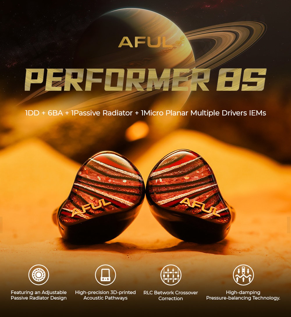 AFUL Acoustics Performer 8S 木星迴響 四混合單元 入耳式耳機 監聽 ｜飽滿、開闊，細節與音樂感一次展開