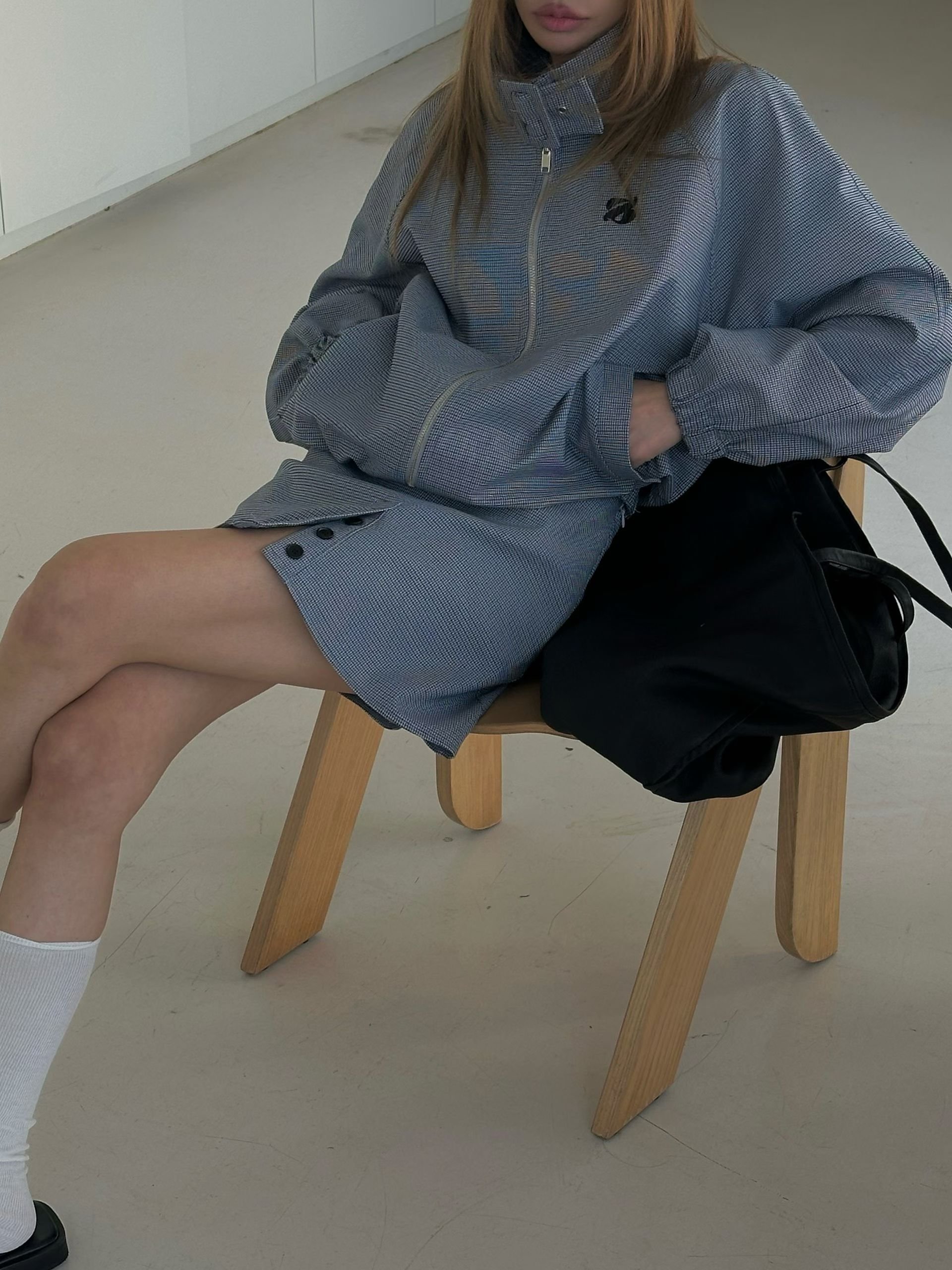 微甜休閒格紋褲裙套裝