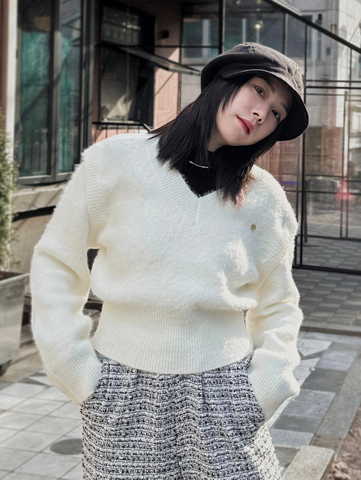 小金釦針織2way可拆式背心上衣