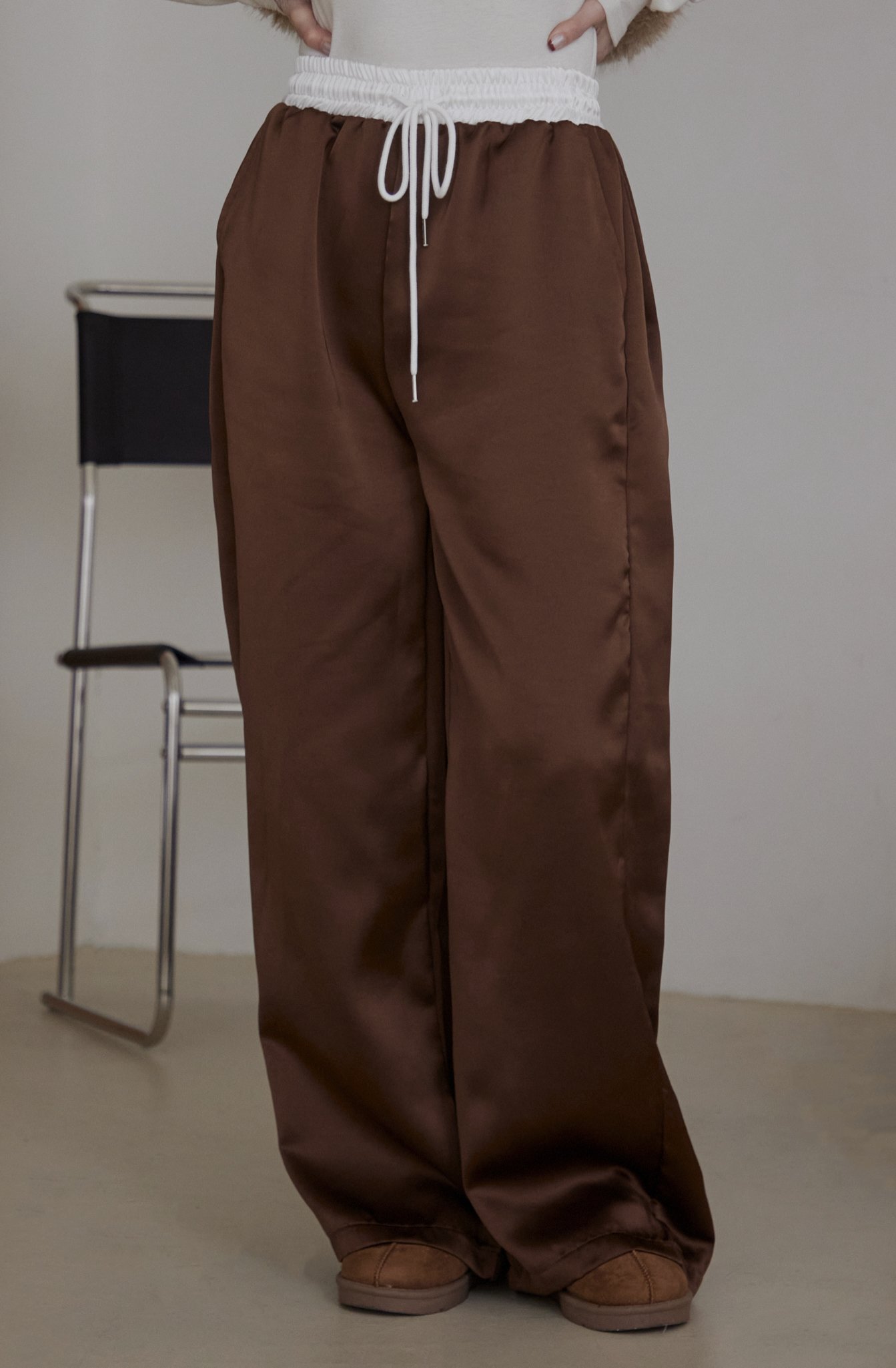 高級光澤溫柔緞面長褲