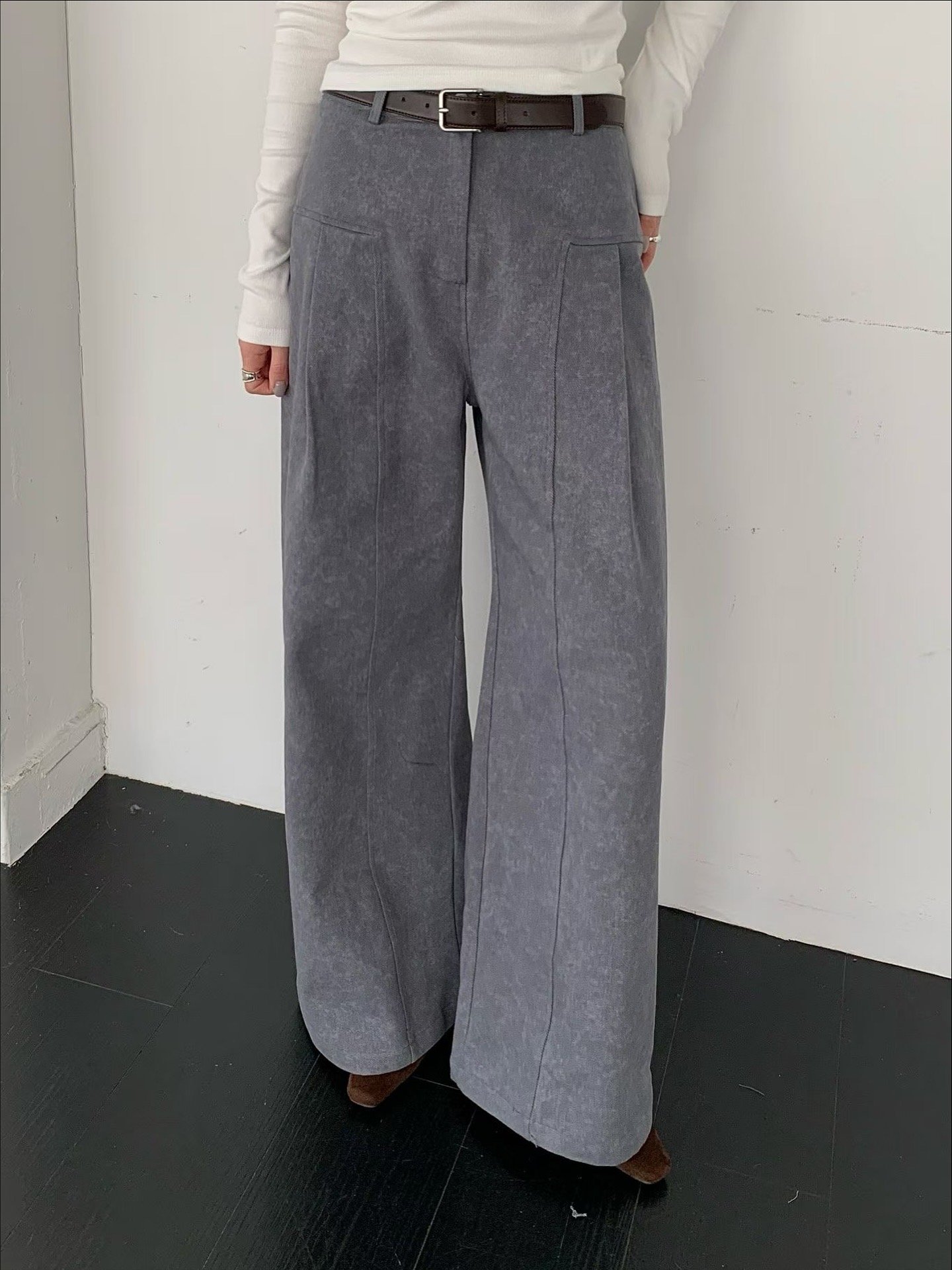 小渲染刷色顯瘦直筒褲