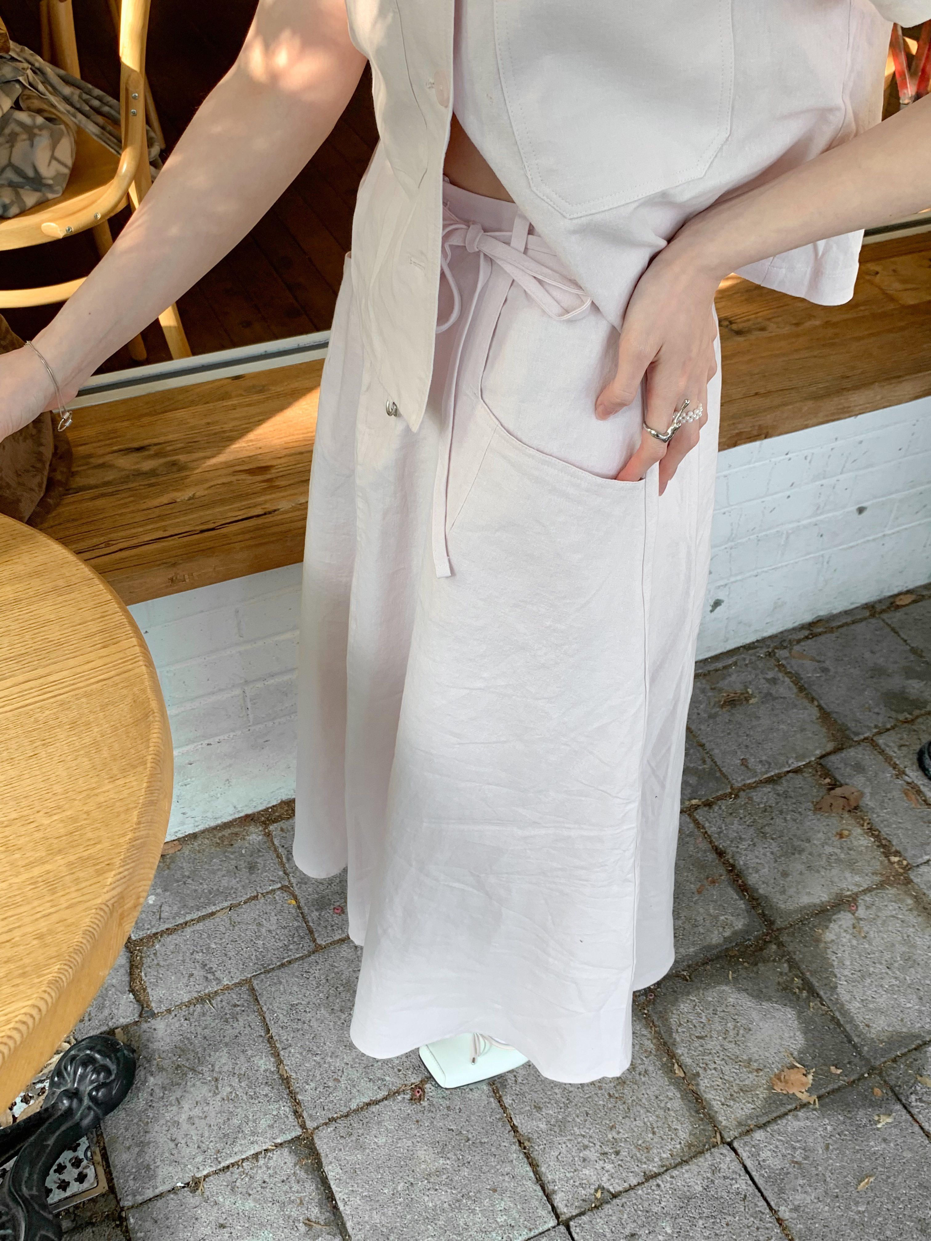 夏日棉麻附腰帶長裙（成套優惠）