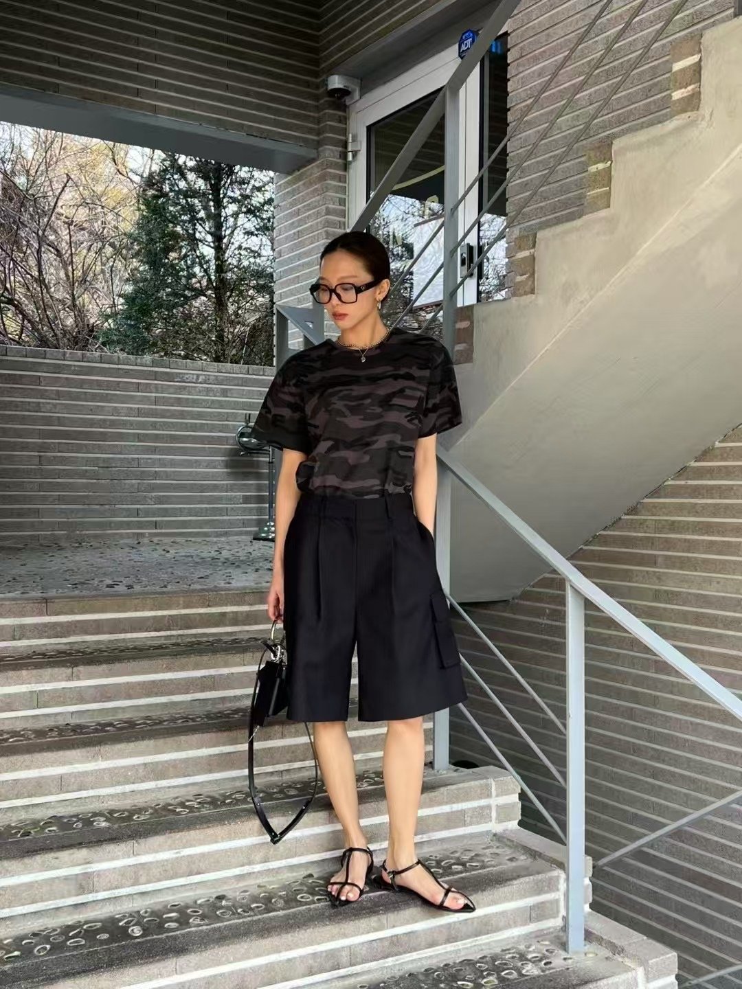 拼接透膚超柔棉短袖上衣