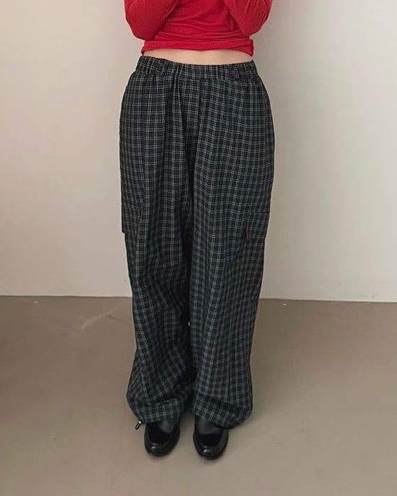 隨性韓風格紋長褲