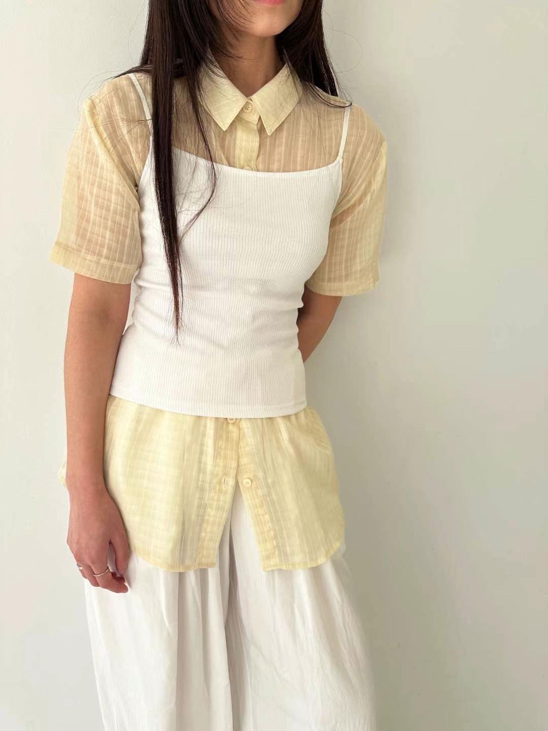 人人百搭透膚格紋襯衫