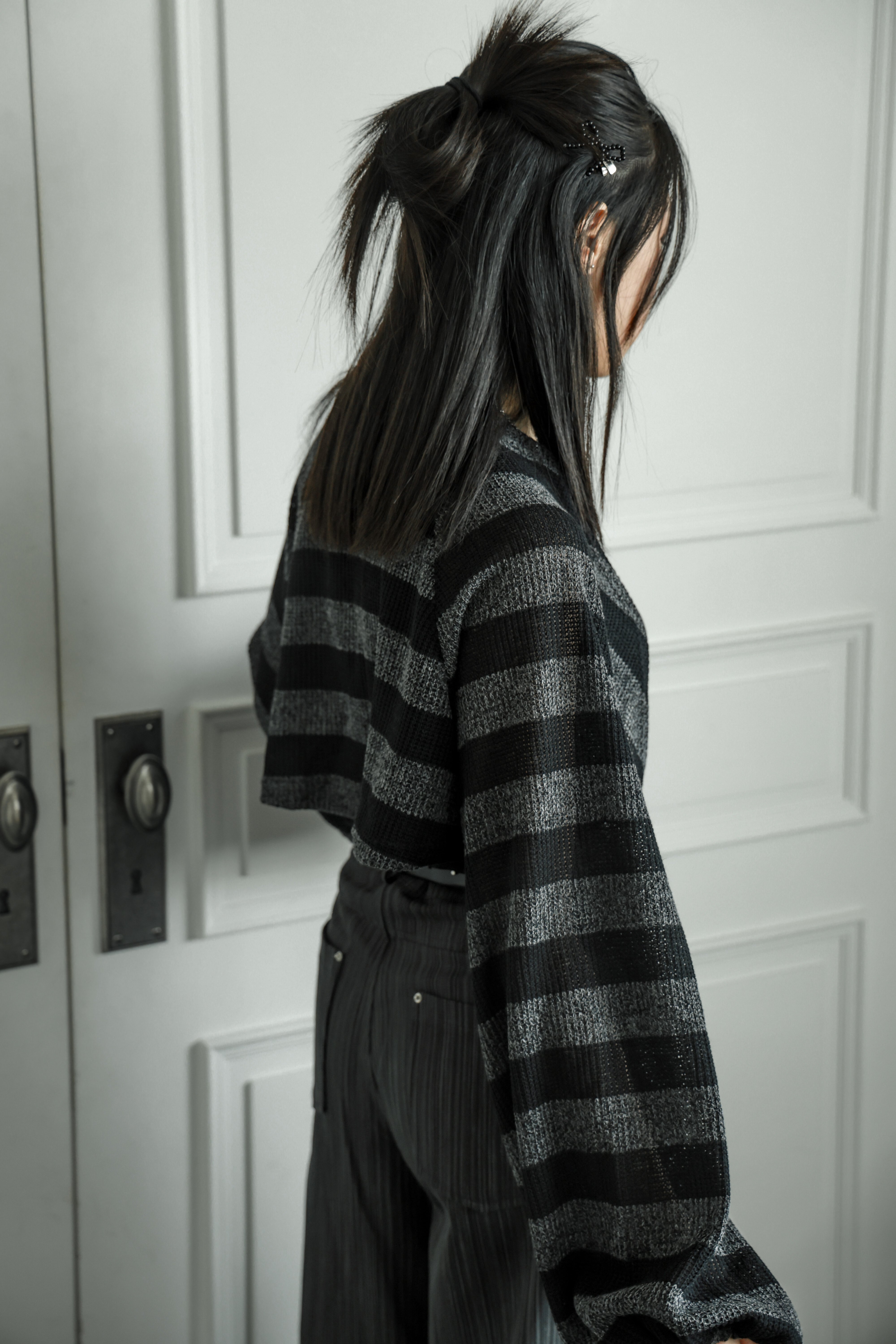 自然隨性寬袖短版針織小外套