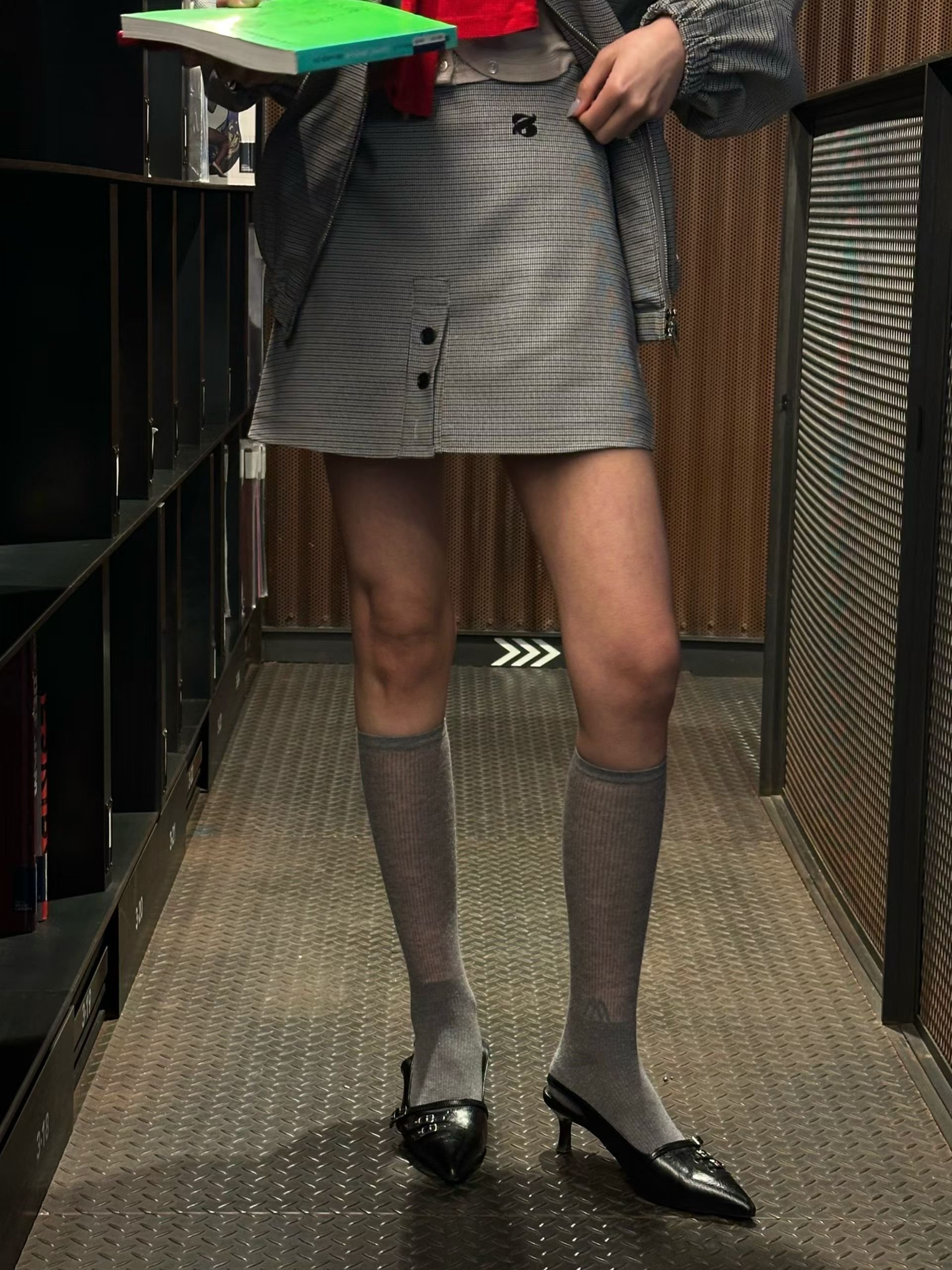 微甜休閒格紋褲裙套裝