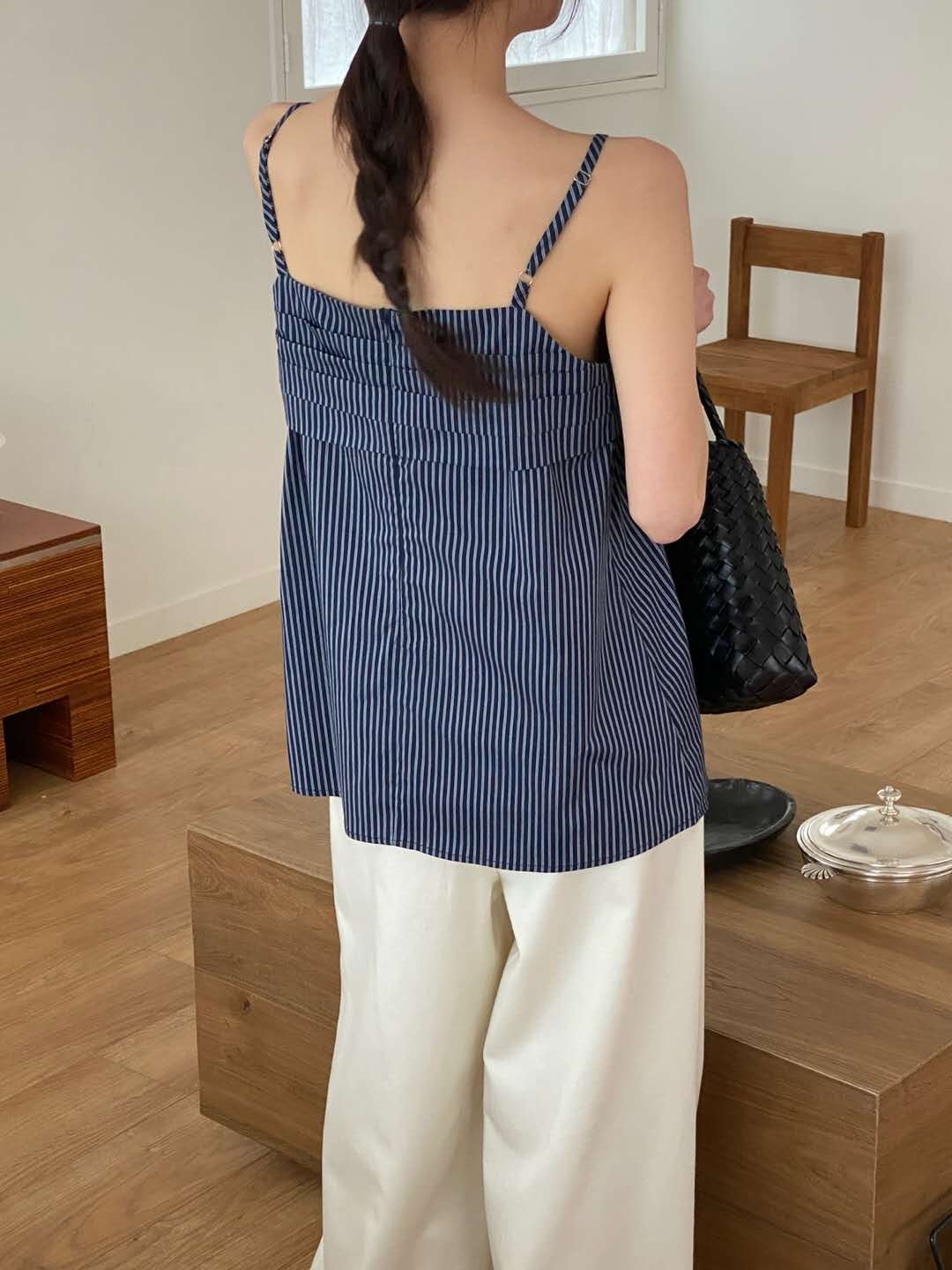 精緻女孩層疊條紋背心