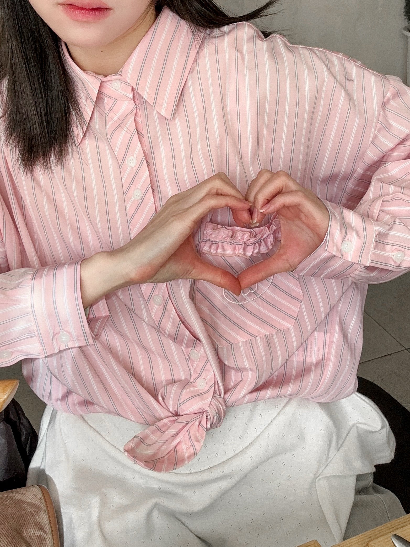 法式浪漫微甜條紋襯衫