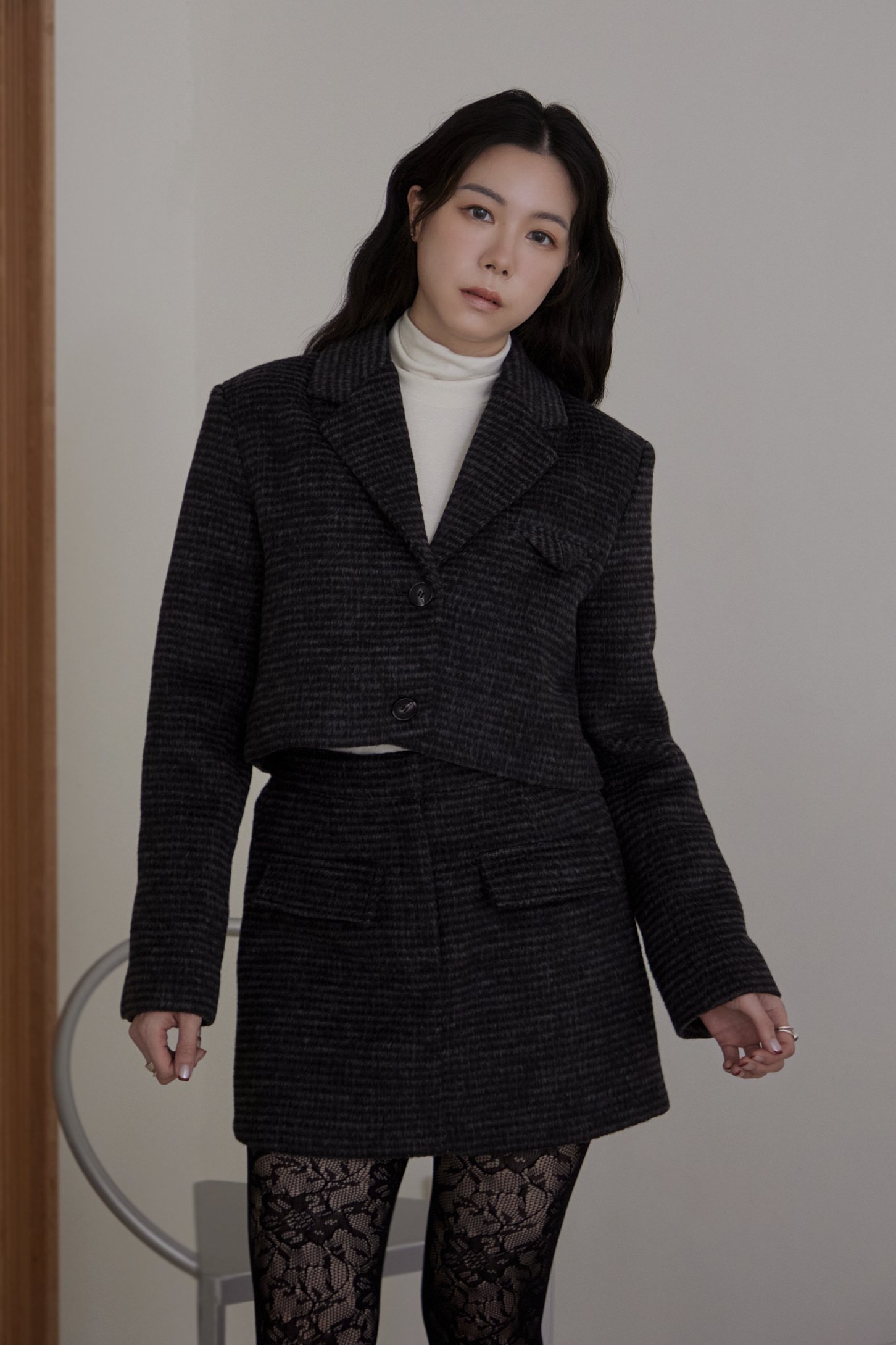 高級質感混毛短版外套