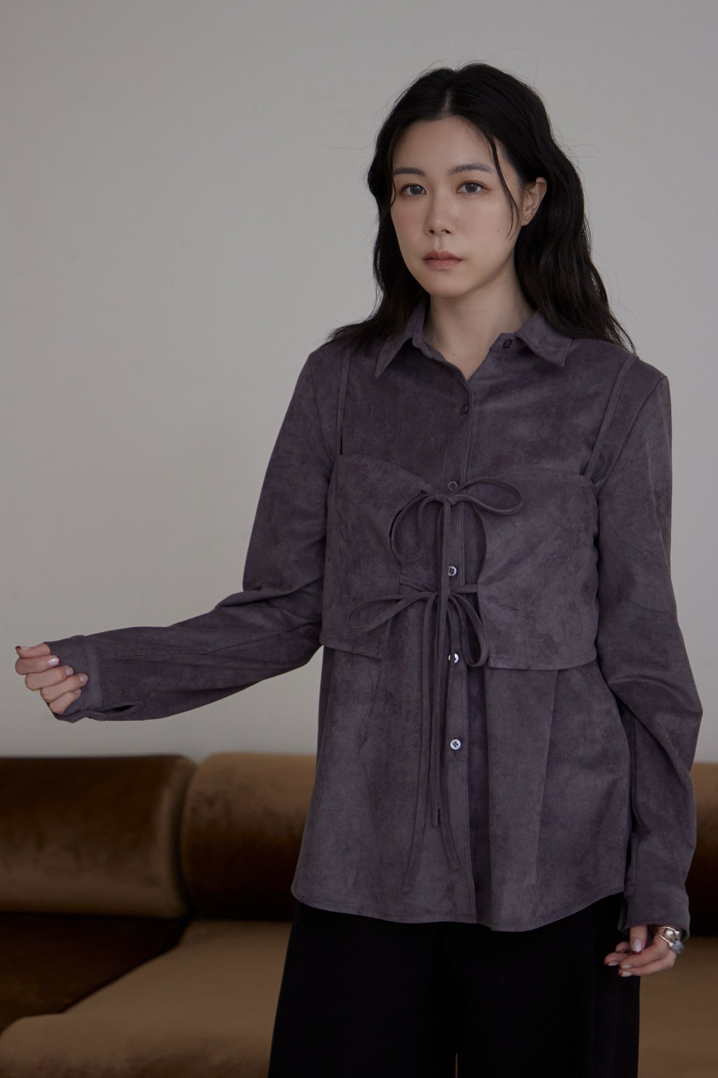 兩件式麂皮質感設計襯衫