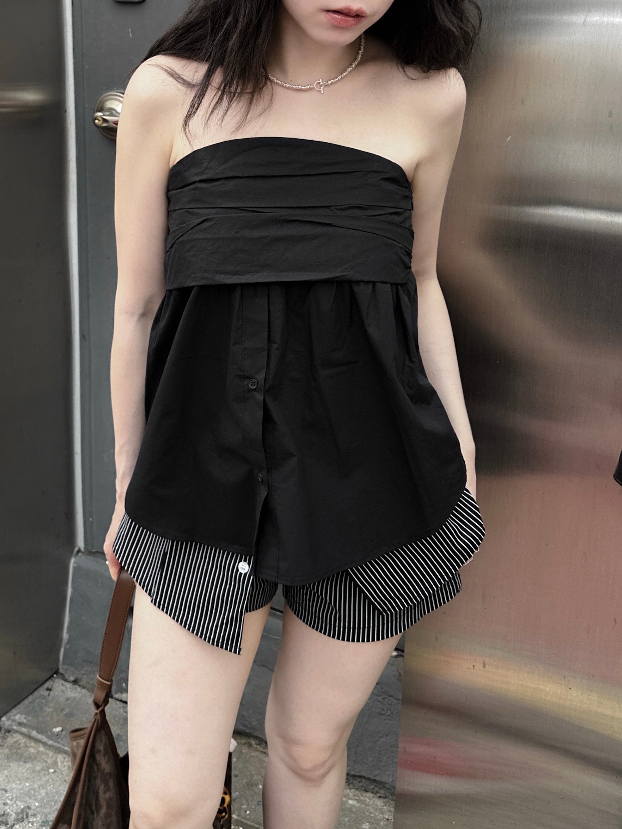 後鬆緊彈性馬甲平口上衣