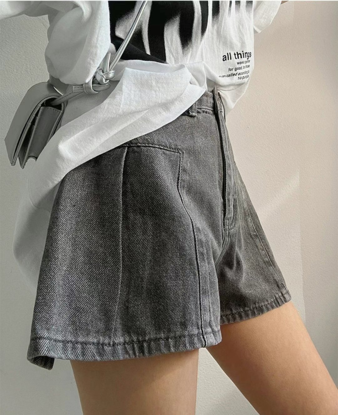 顯瘦車線牛仔短褲
