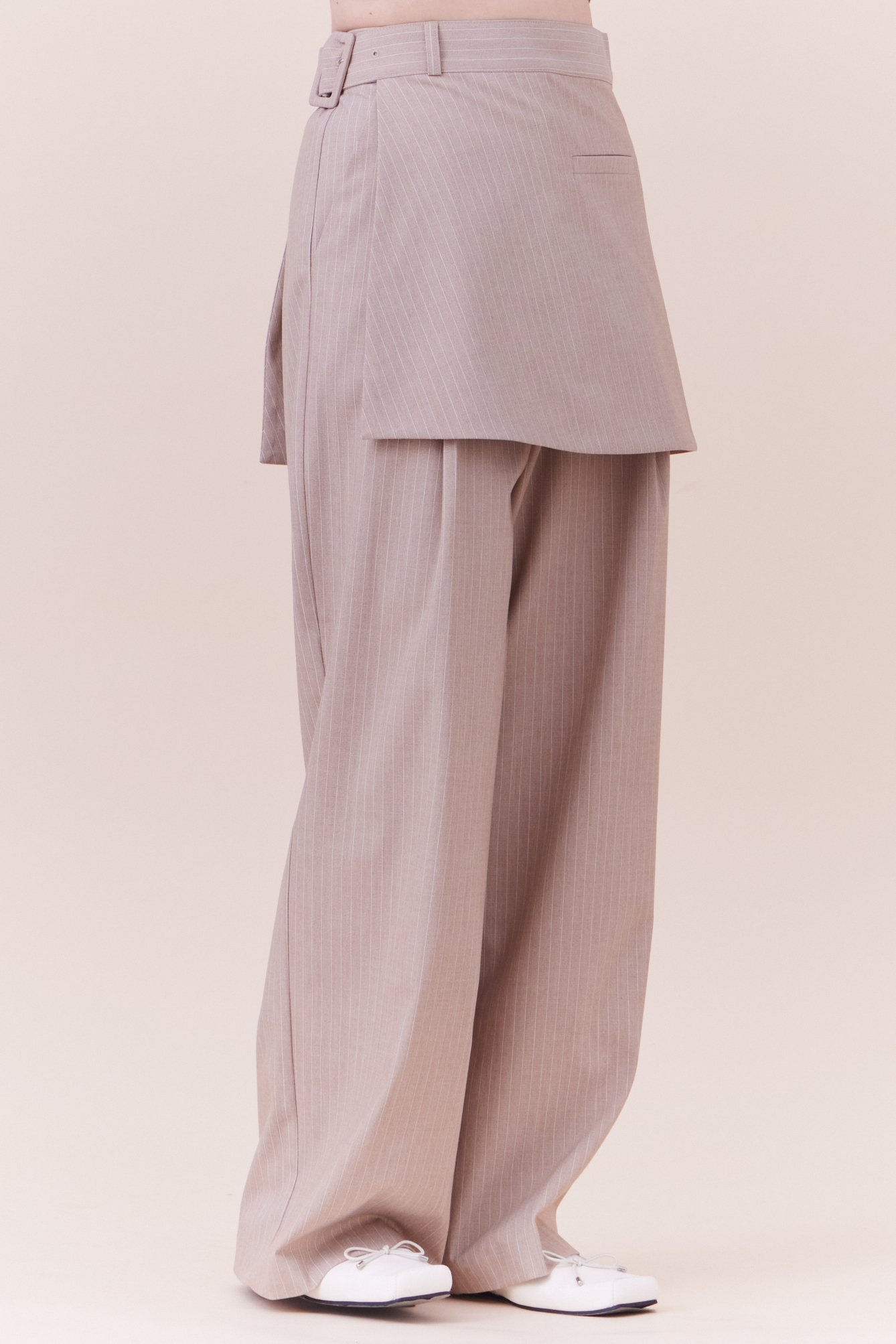 兩件式條紋西裝長褲裙