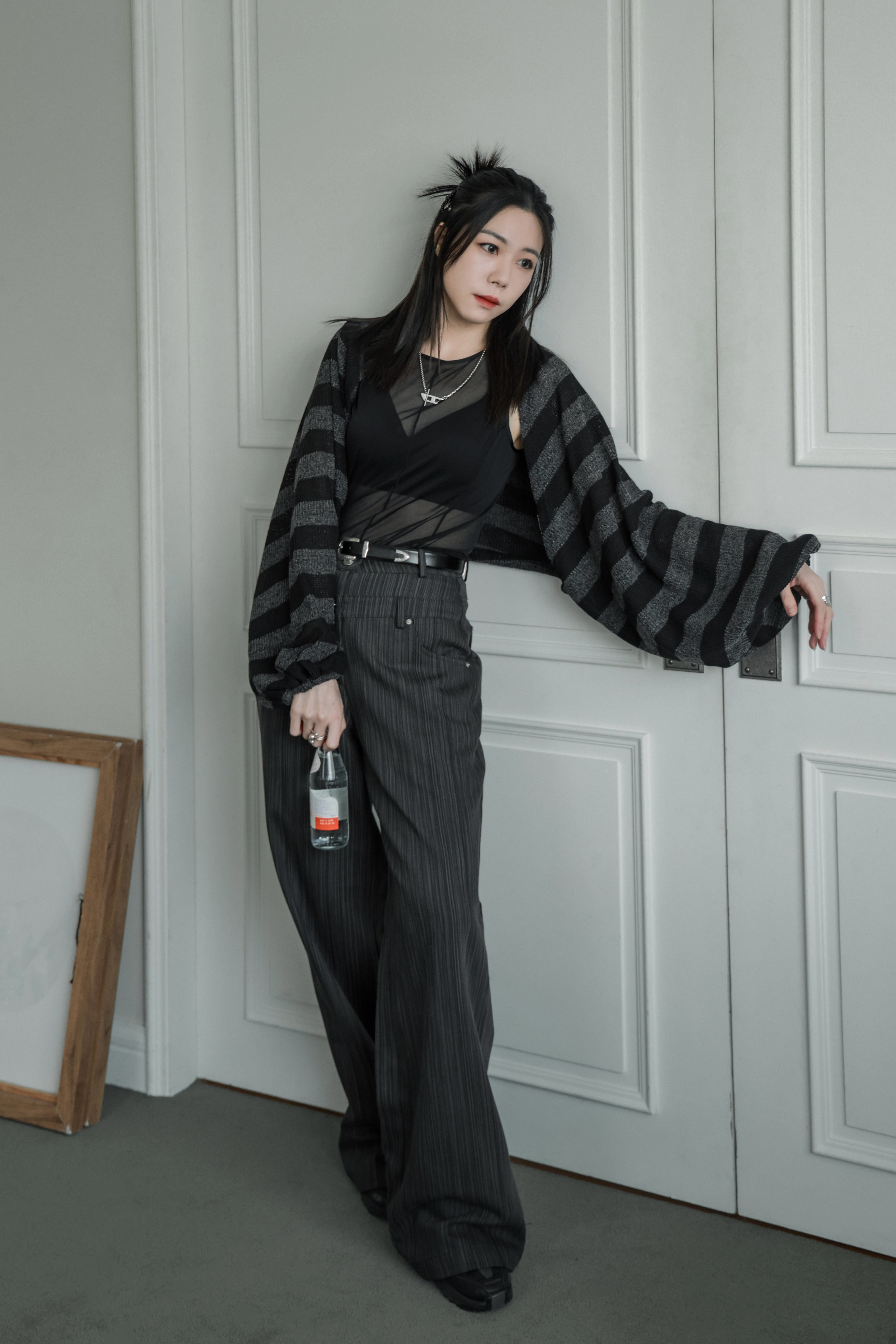 自然隨性寬袖短版針織小外套